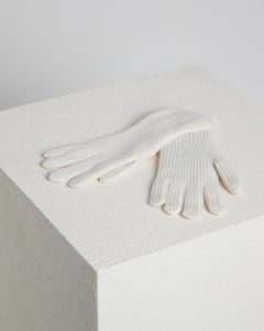 White Kid Cashmere knitted gloves