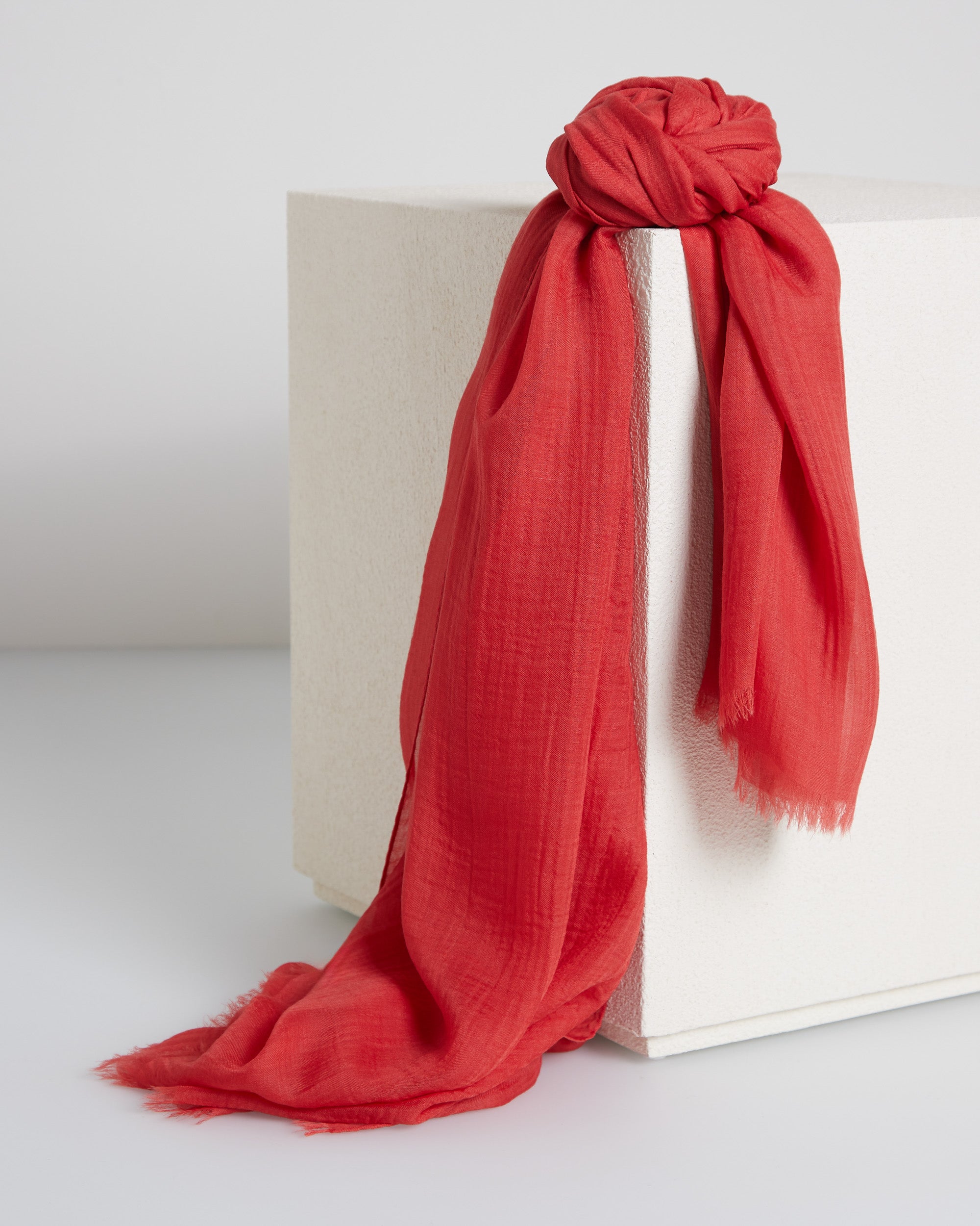 Red cashmere and silk stole
