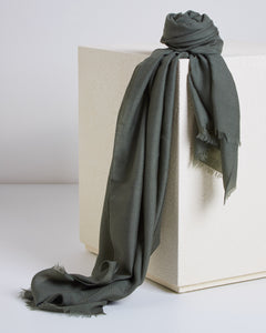 Green-grey cashmere and silk stole