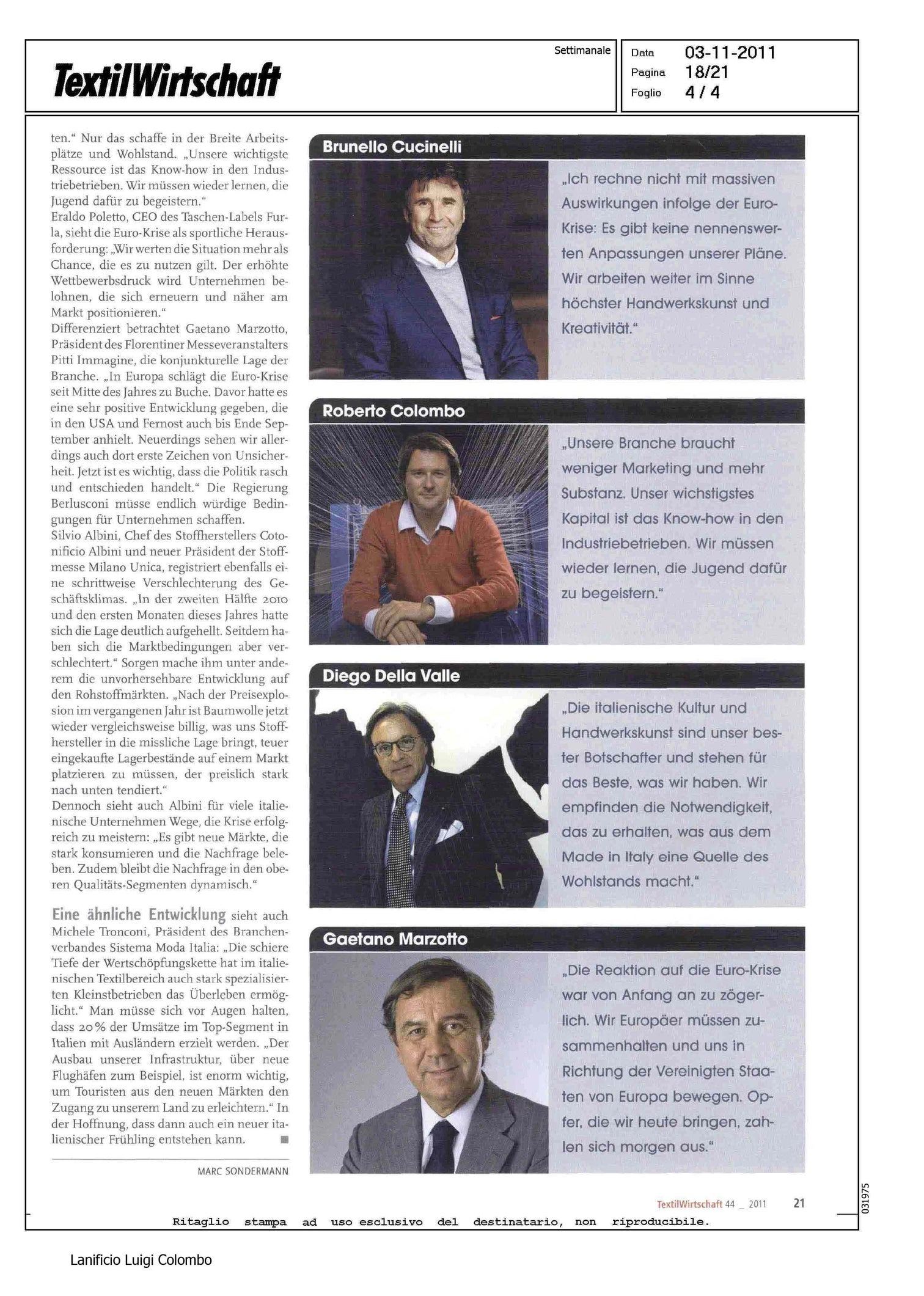 TextilWirtschaft - Roberto Colombo