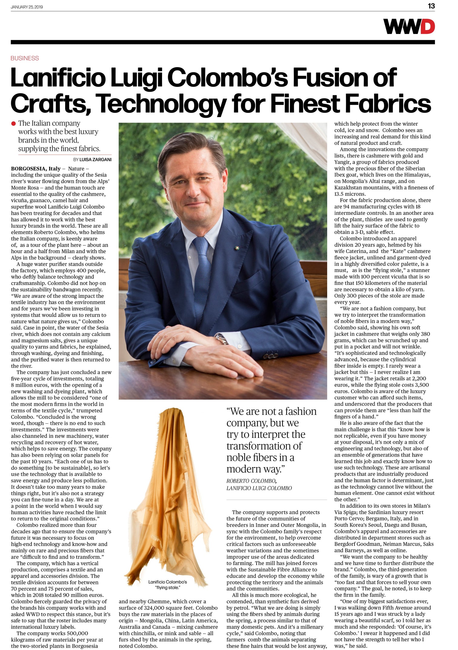 WWD - Lanificio Luigi Colombo's Fusion of Crafts, Technology for Finest Fabrics