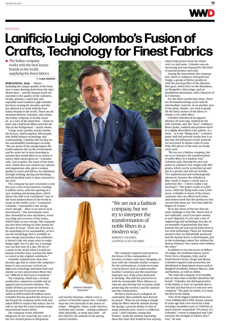 WWD - Lanificio Luigi Colombo's Fusion of Crafts, Technology for Finest Fabrics