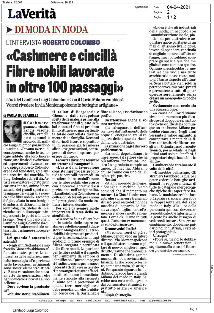 LA VERITA' - CASHMERE E CINCILLA' FIBRE LAVORATE IN OLTRE 100 PASSAGGI