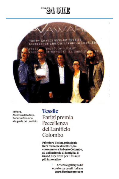 Lanificio Colombo wins the Grand Jury Prize at the Première Vision Awards