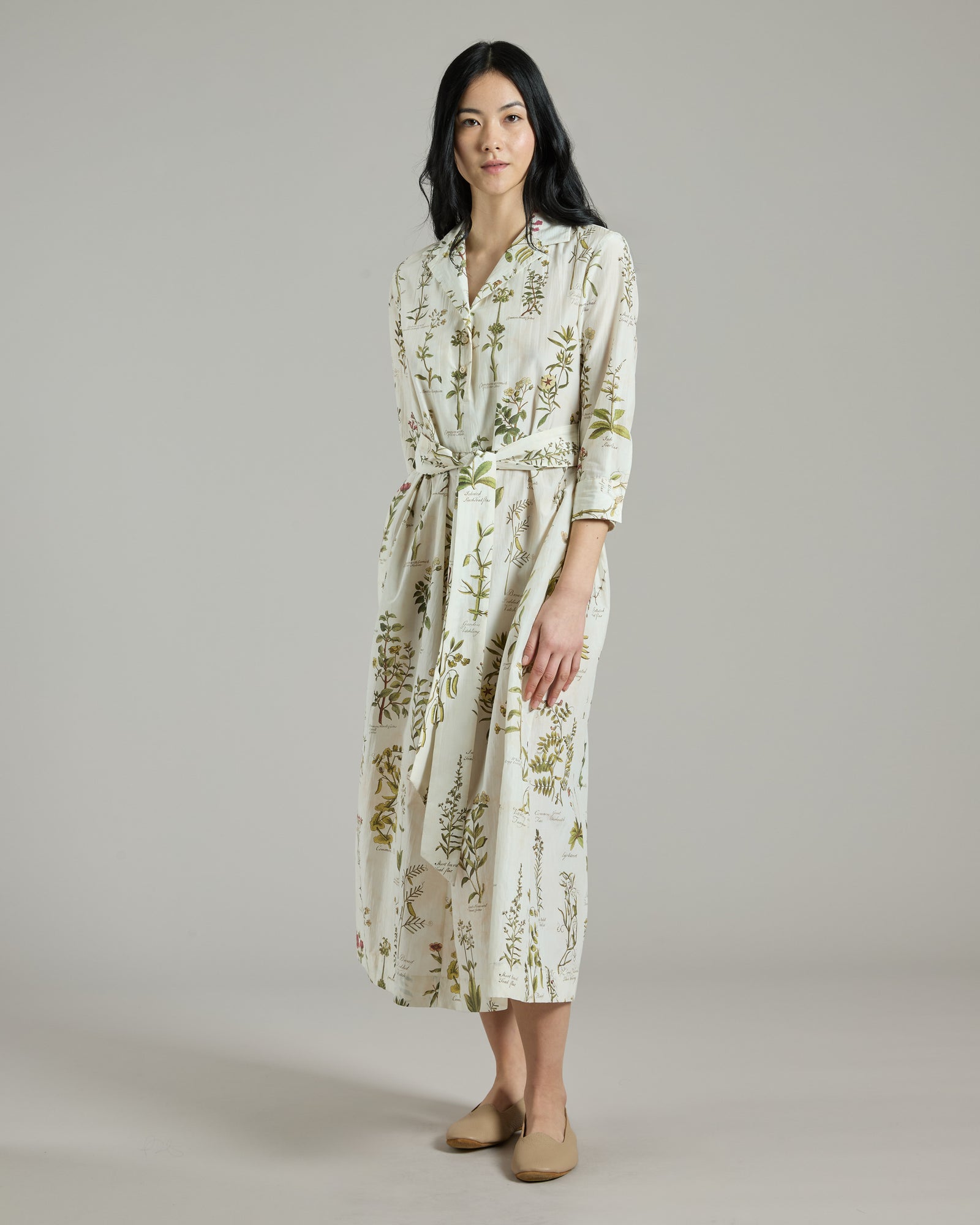 Cotton and Silk Herbarium Print Dress