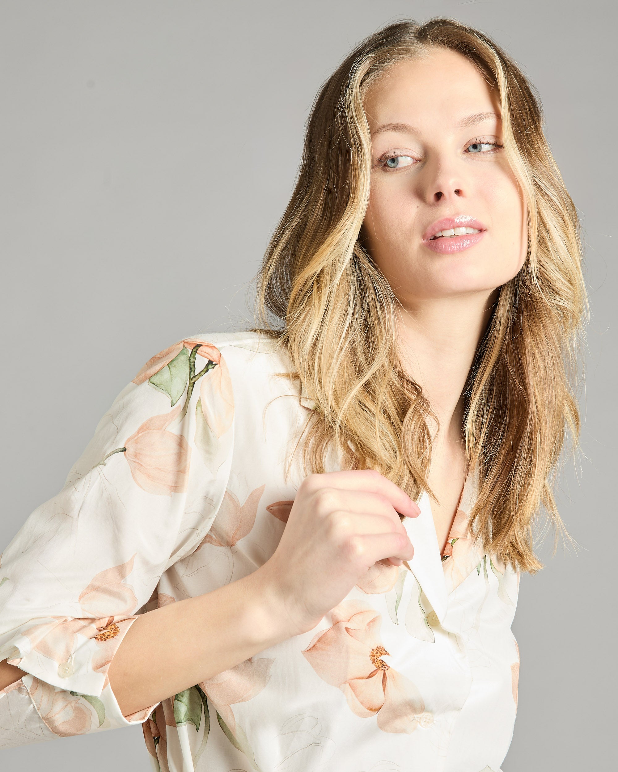 Printed silk and cotton chemisier
