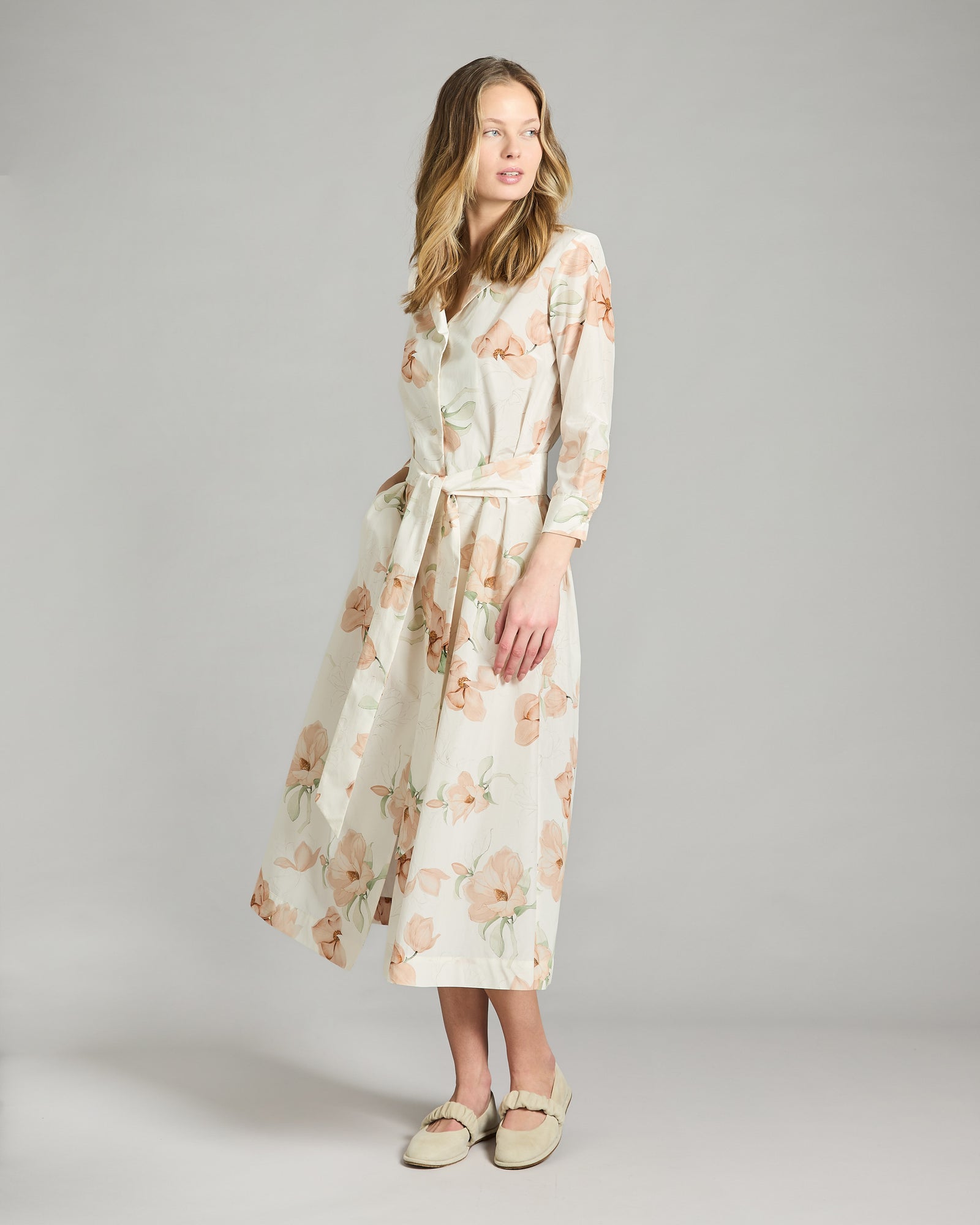 Printed silk and cotton chemisier
