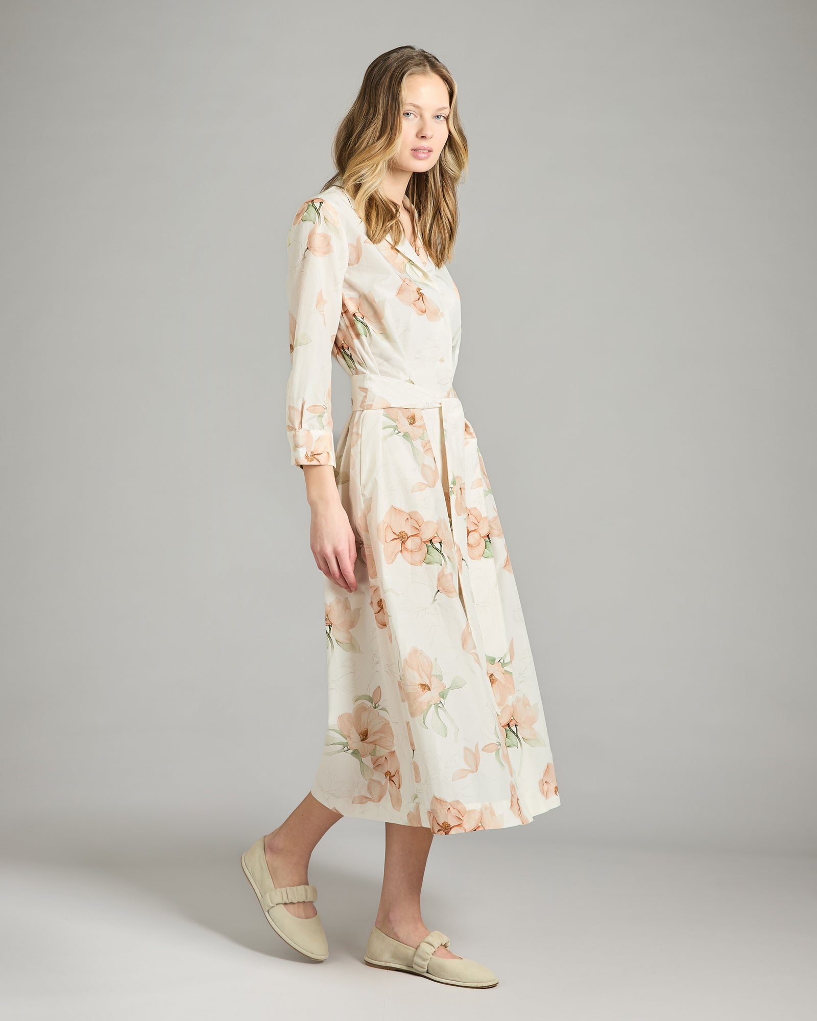 Printed silk and cotton chemisier