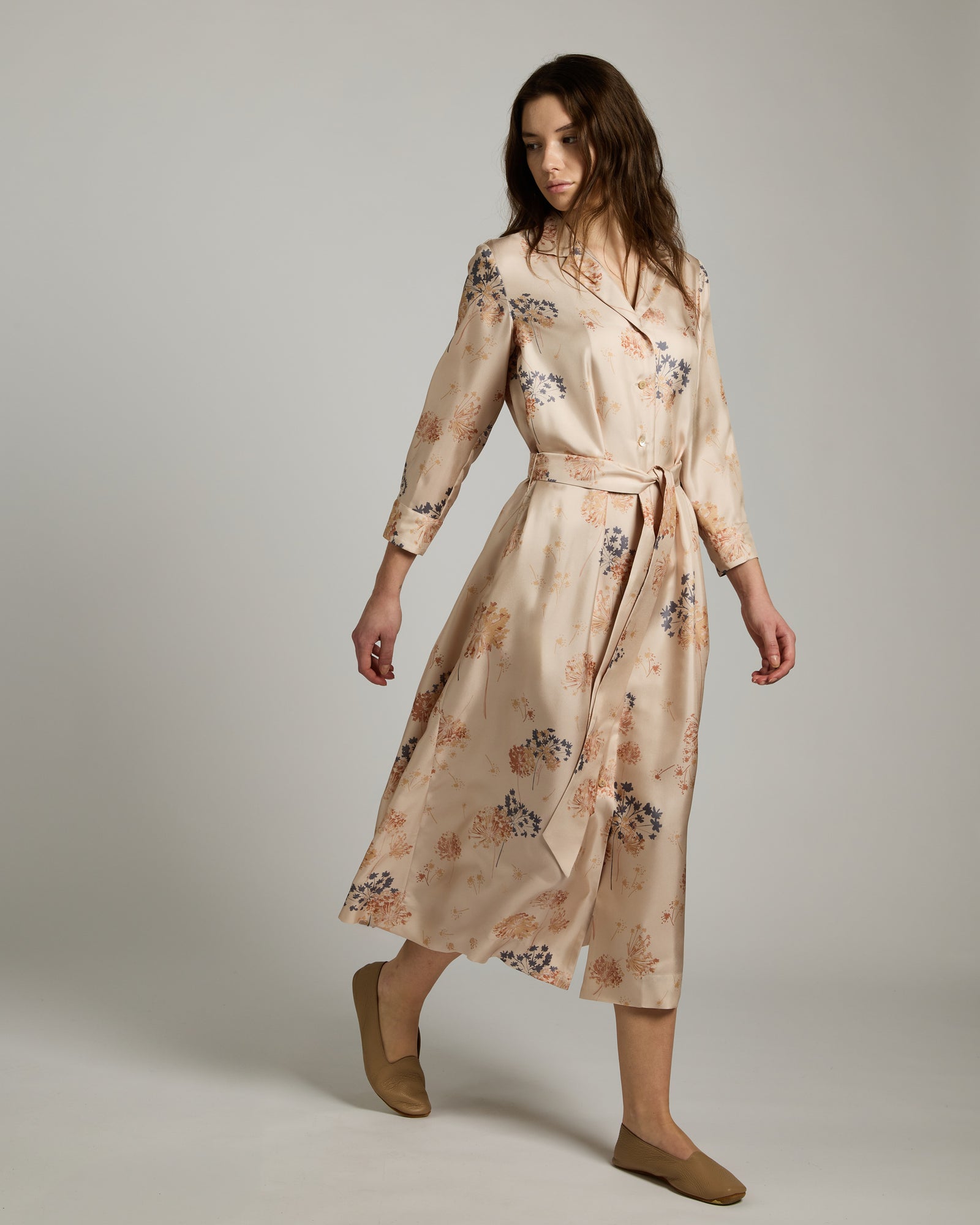 Pure Silk Chemisier with dandelion print