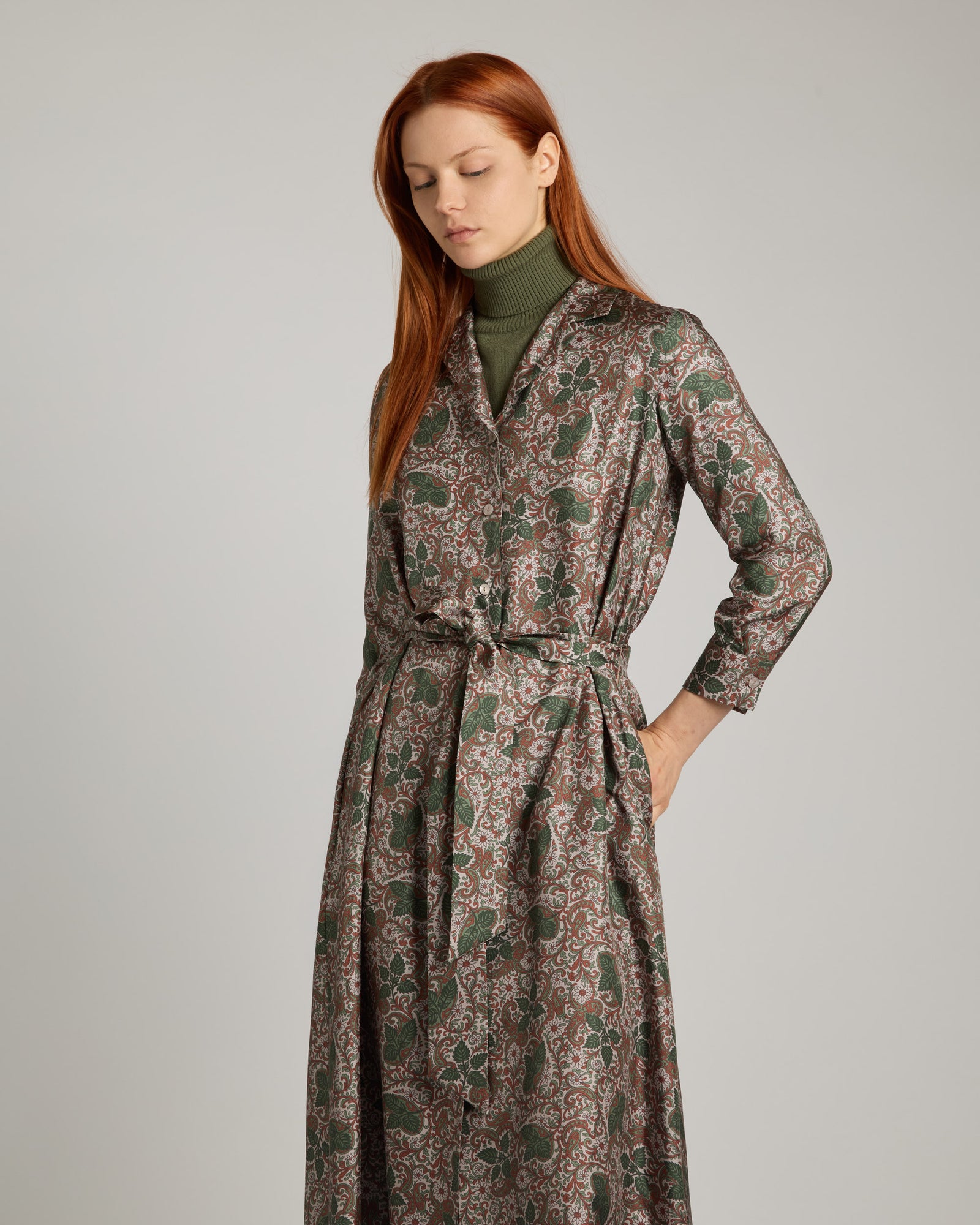 Pure silk Chemisier  with a nettle print 3