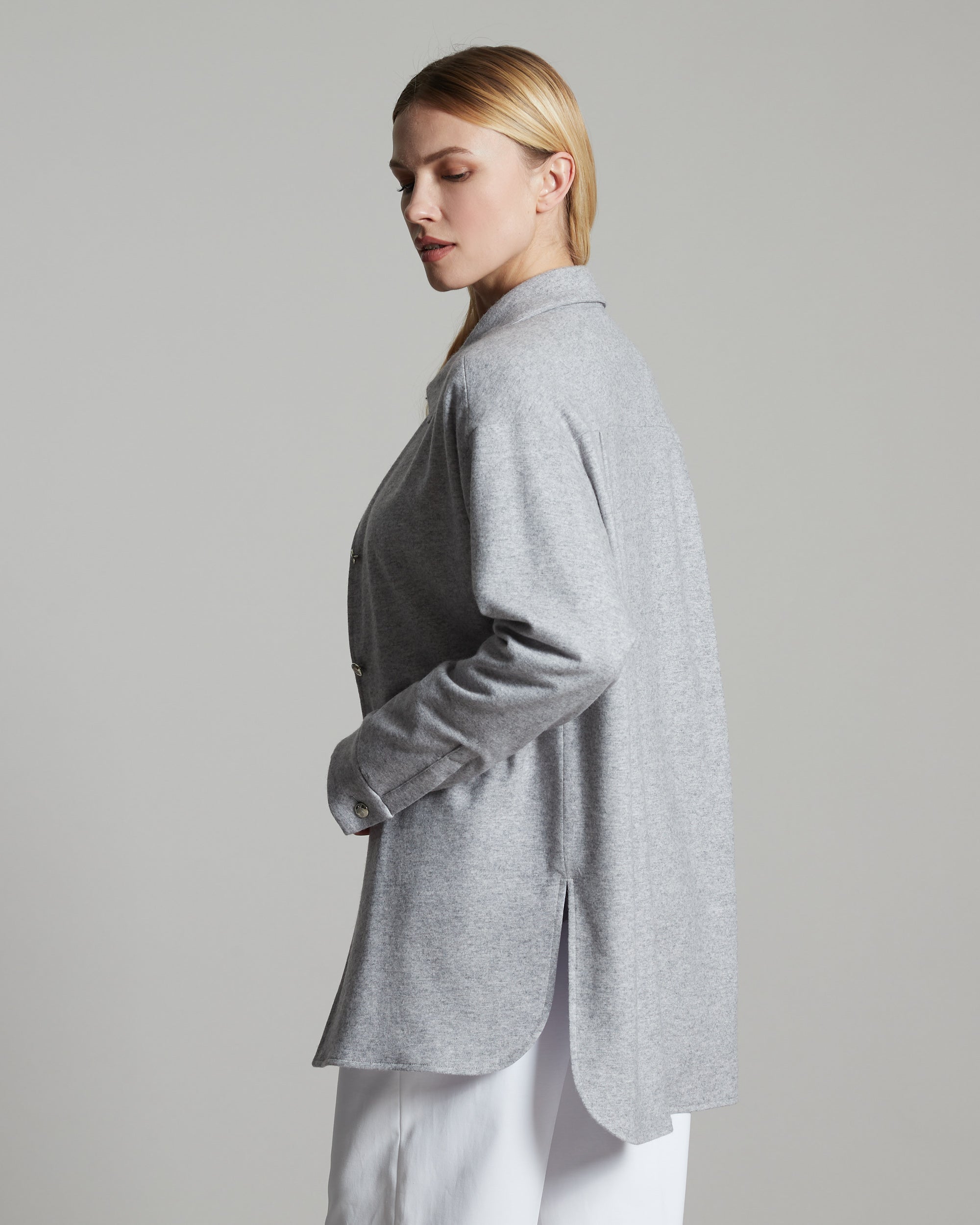 Shirt Jacket in grey cashmere fleece 3