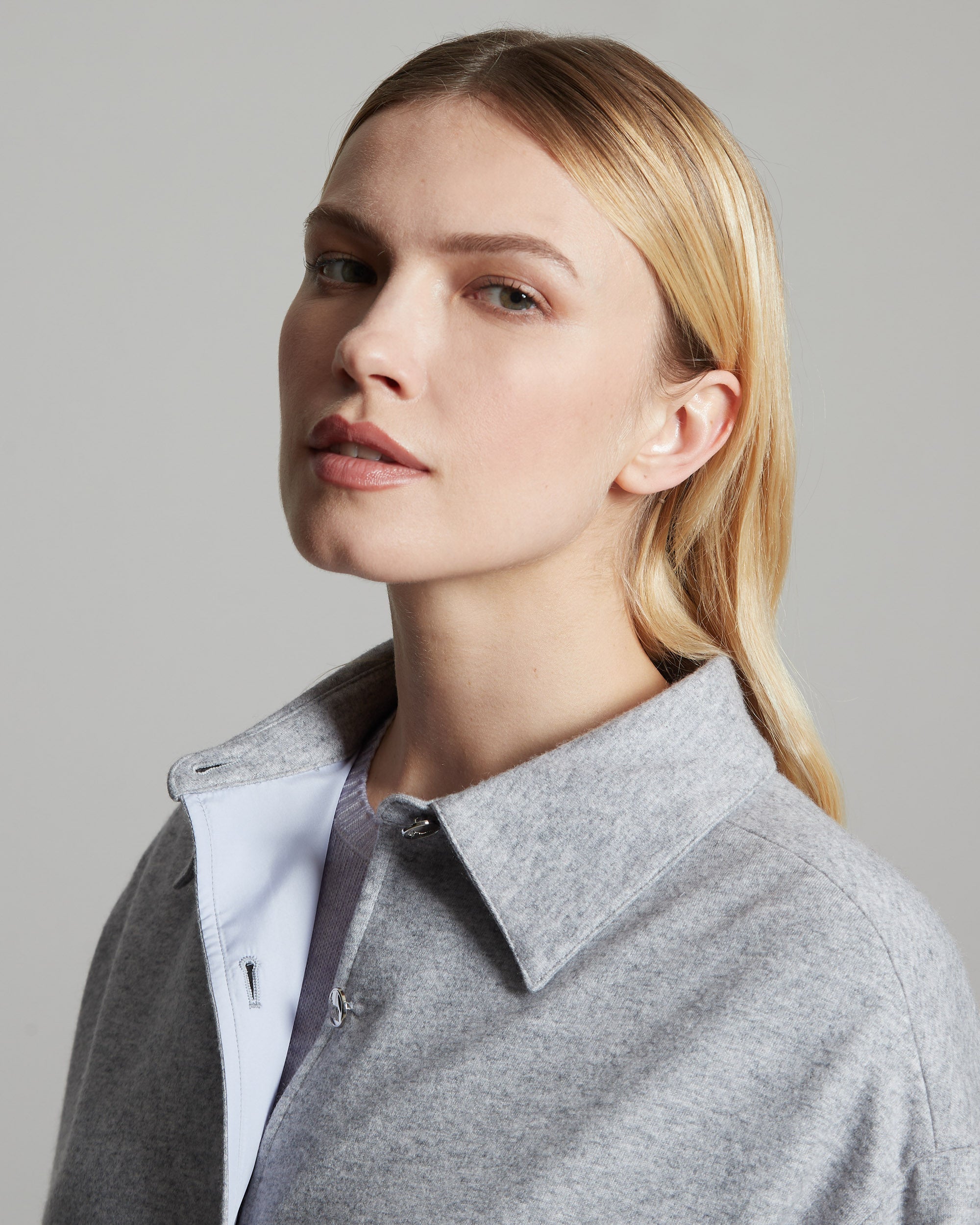 Giacca camicia in cashmere fleece grigia