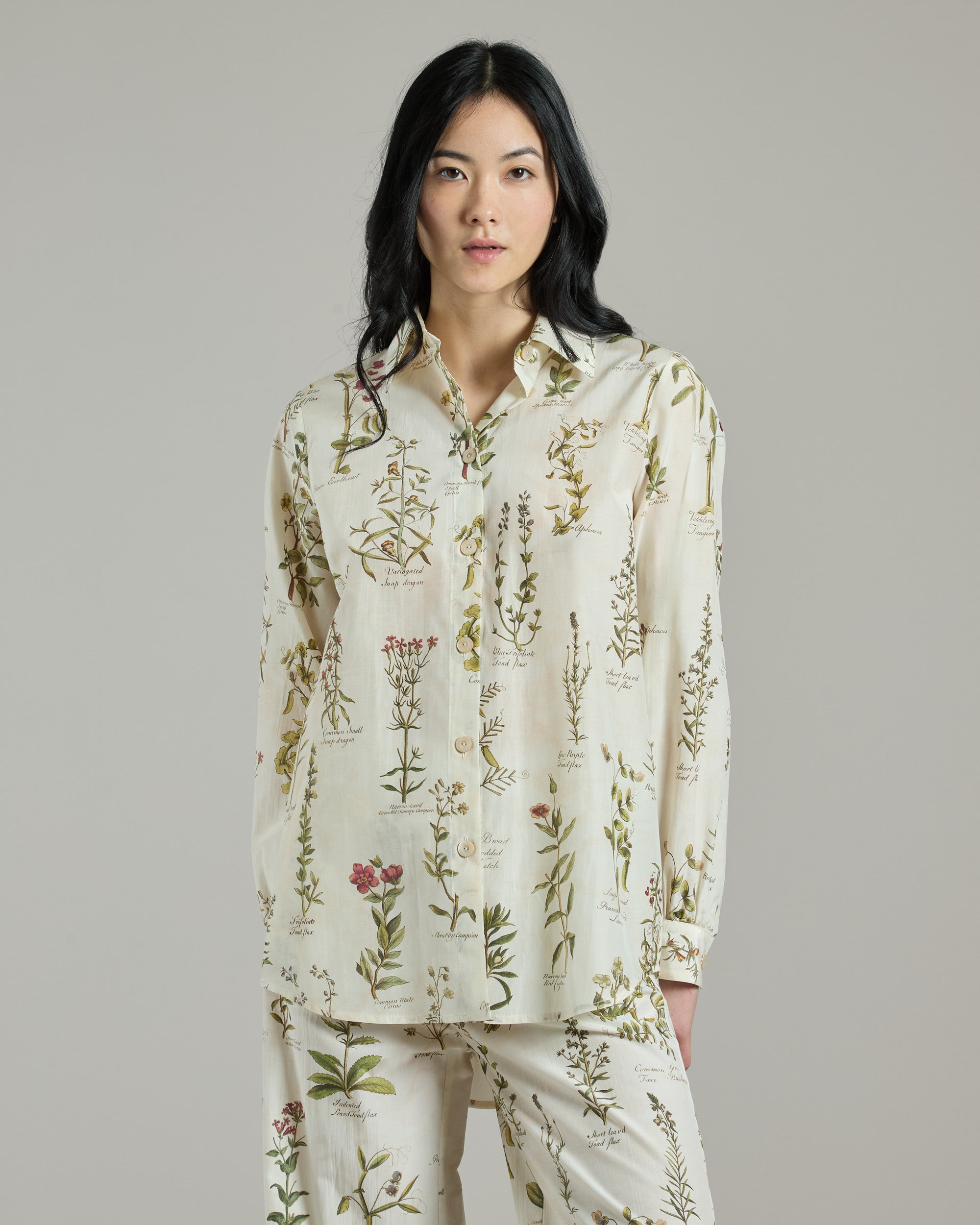 Cotton and Silk Herbarium Print Shirt