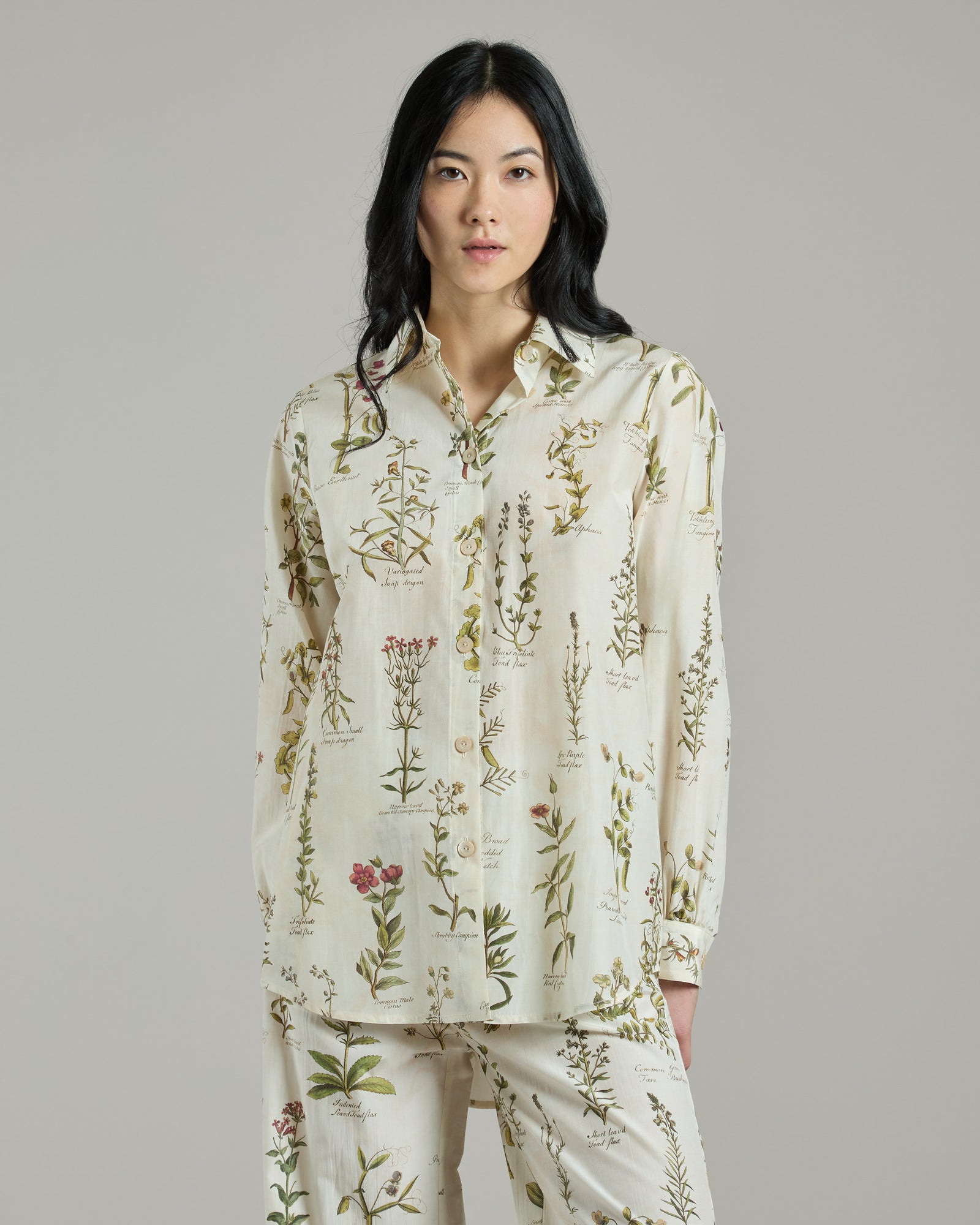 Cotton and Silk Herbarium Print Shirt