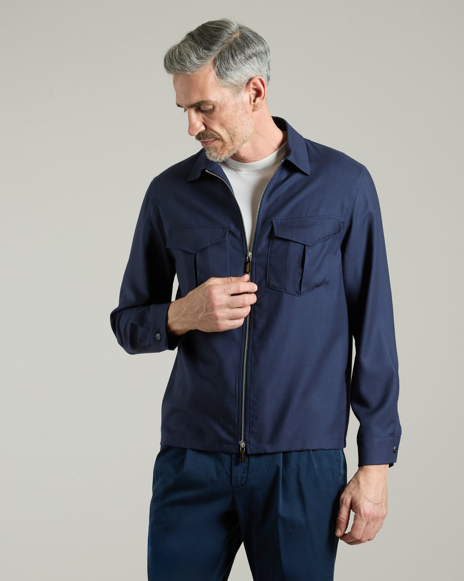 Navy cashmere 4.0 zipped jacket