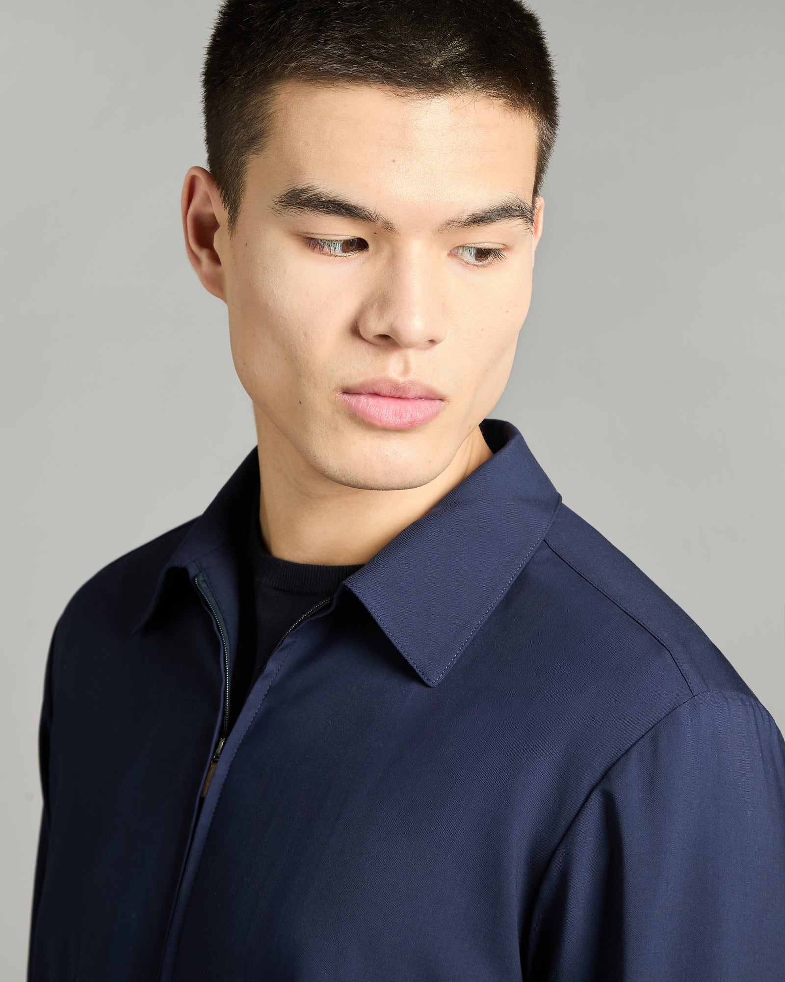 Overshirt in blue kid wool 12.8