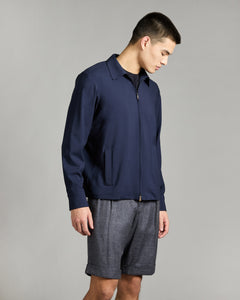 Overshirt in blue kid wool 12.8