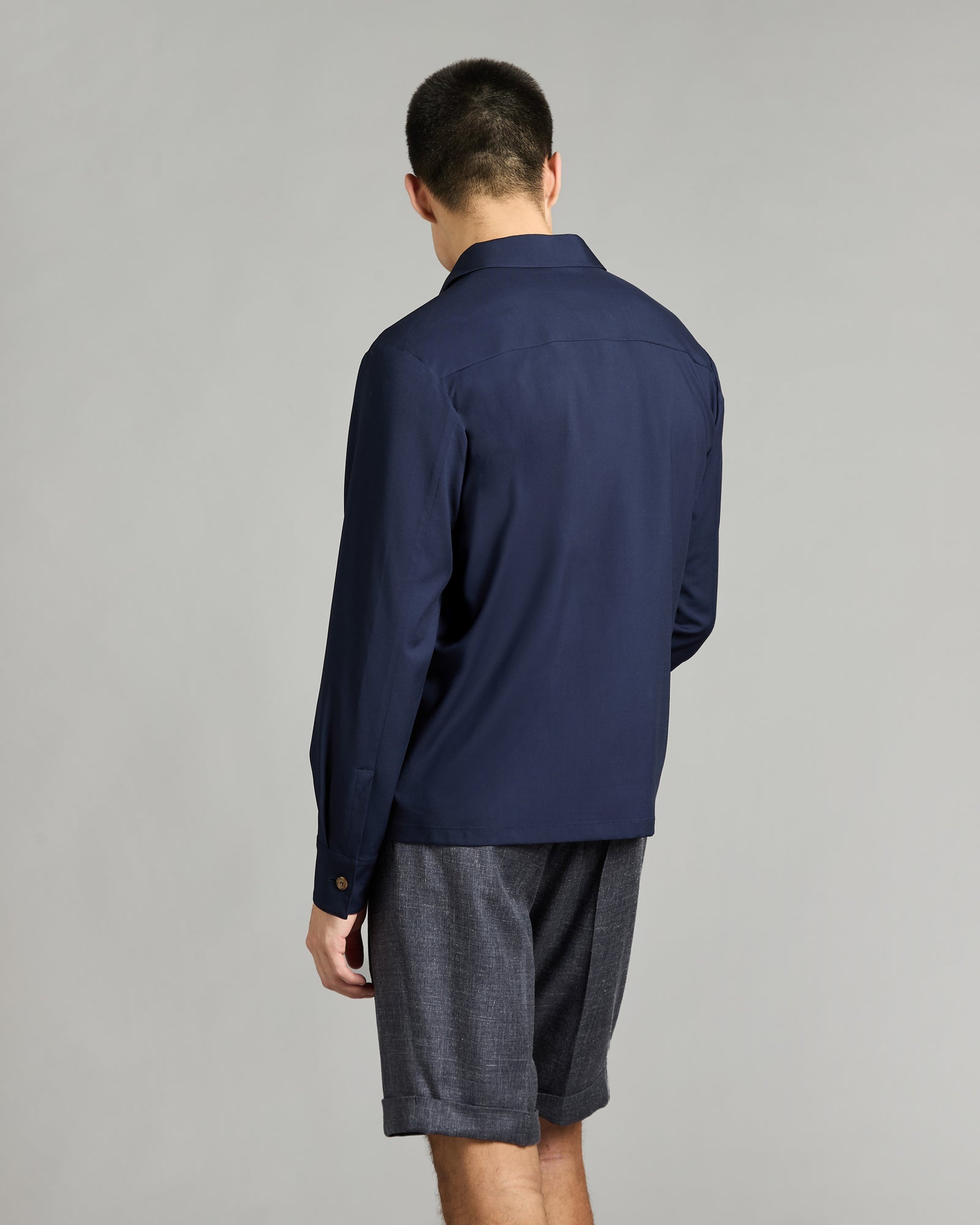 Overshirt in blue kid wool 12.8