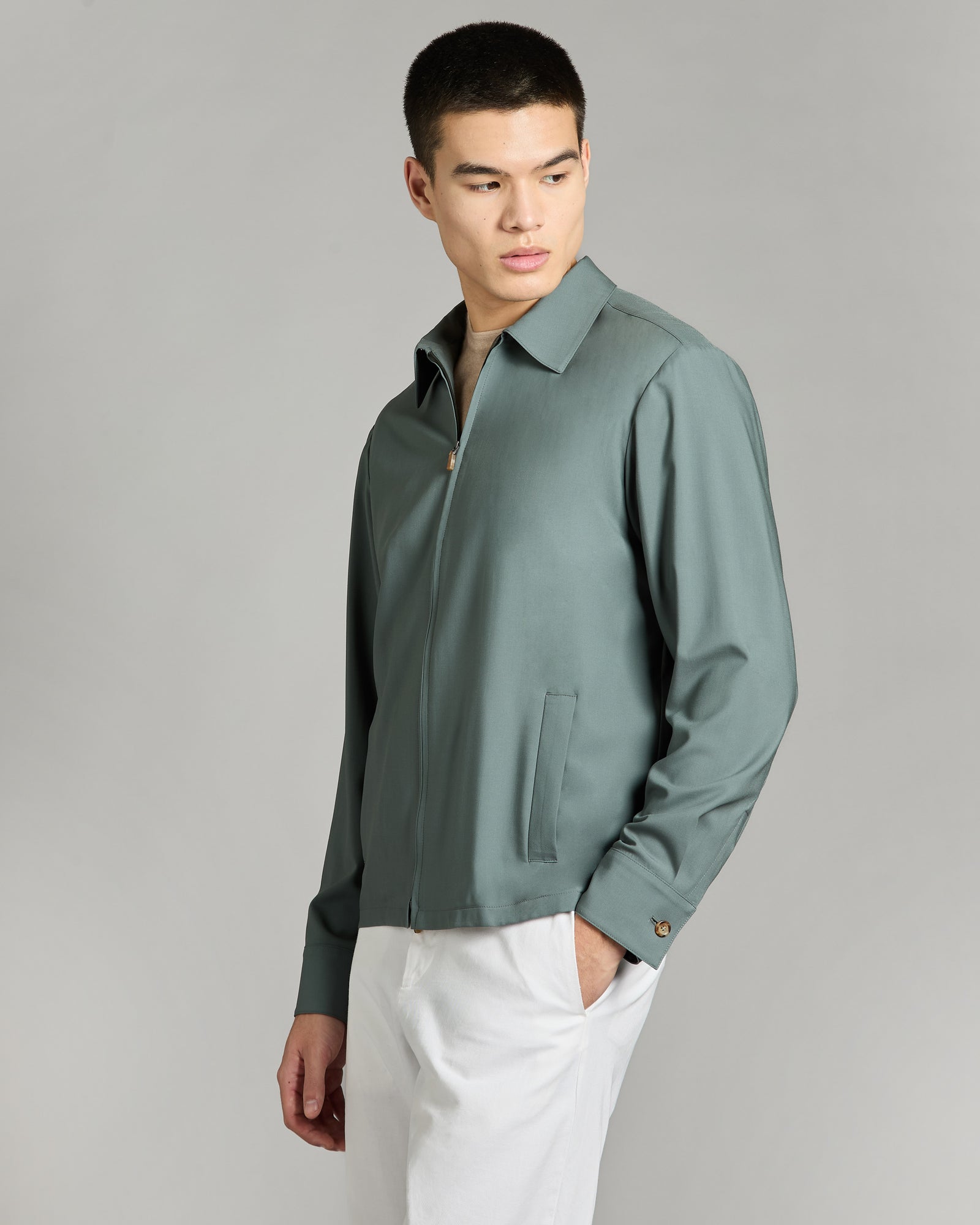 Green kid wool 12.8 overshirt
