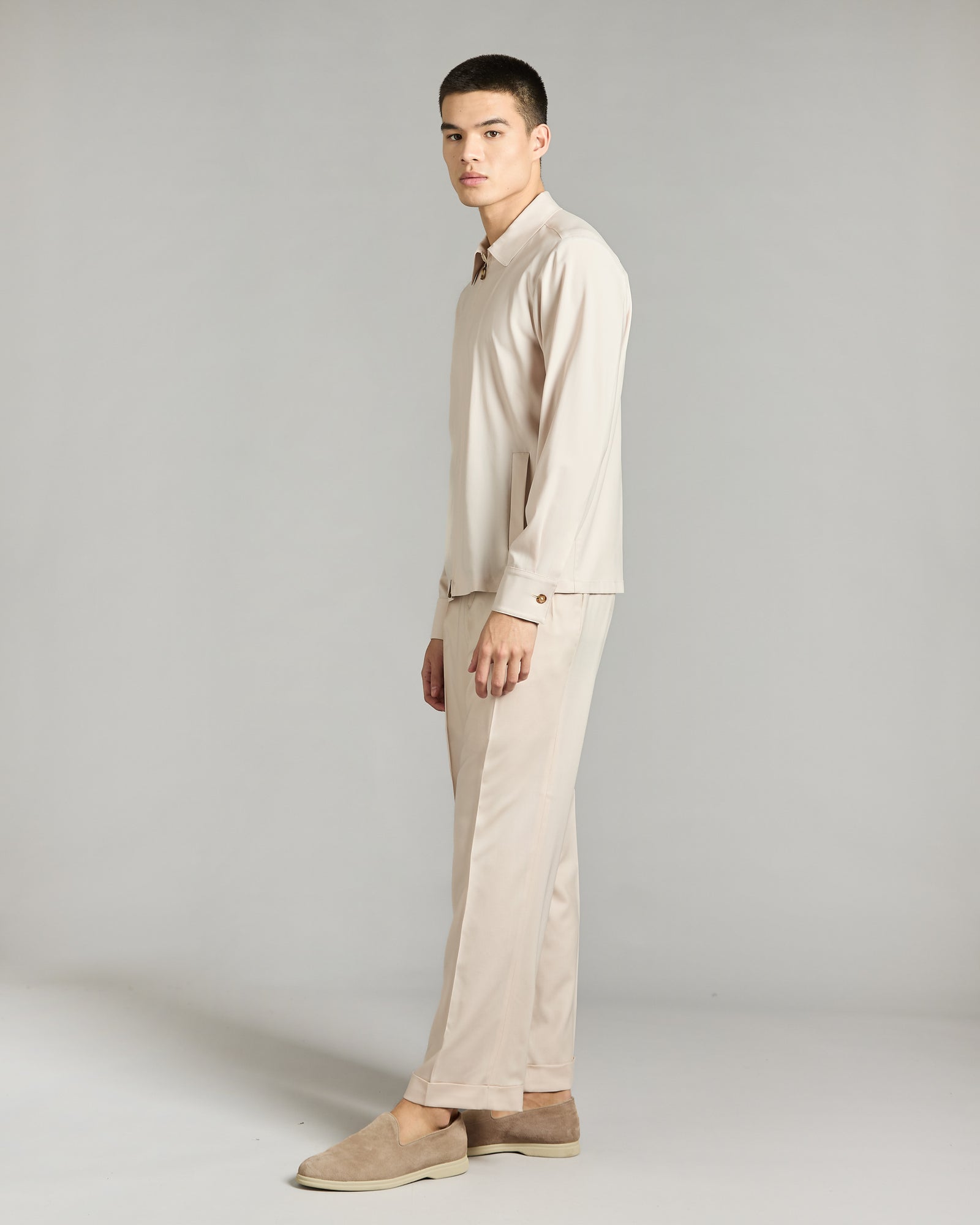 Overshirt in cream kid wool 12.8
