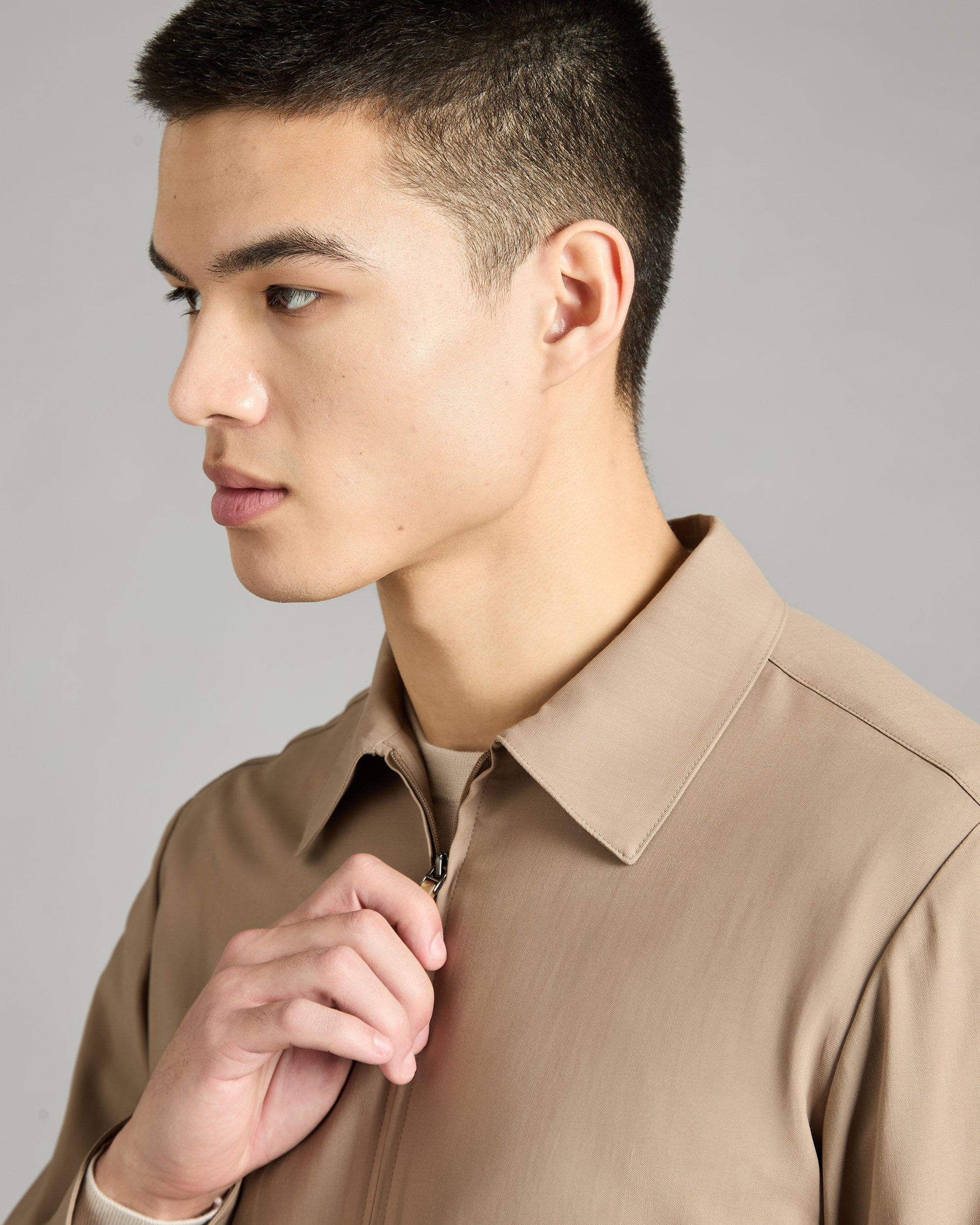 Beige 12.8 kid wool overshirt