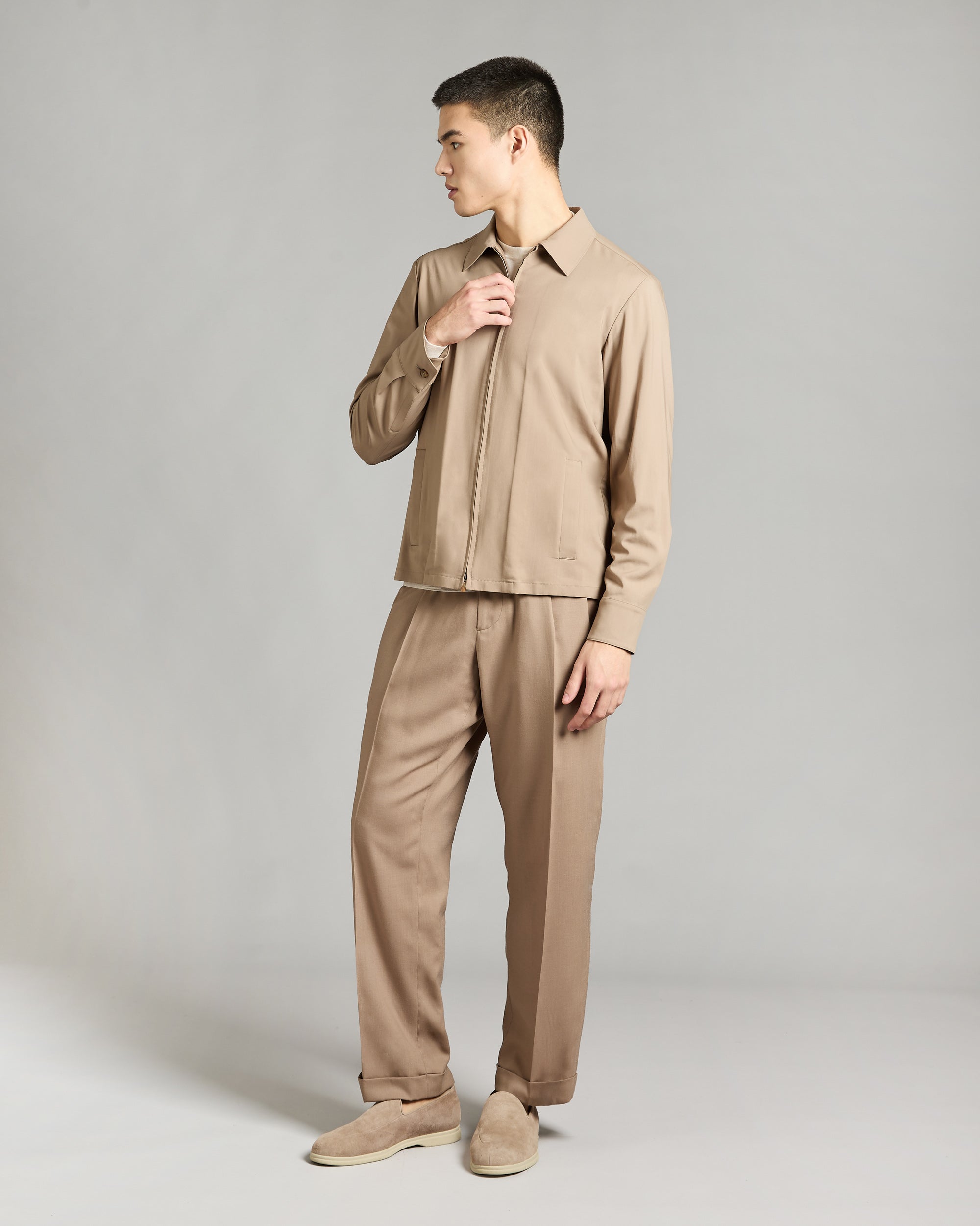 Beige 12.8 kid wool overshirt