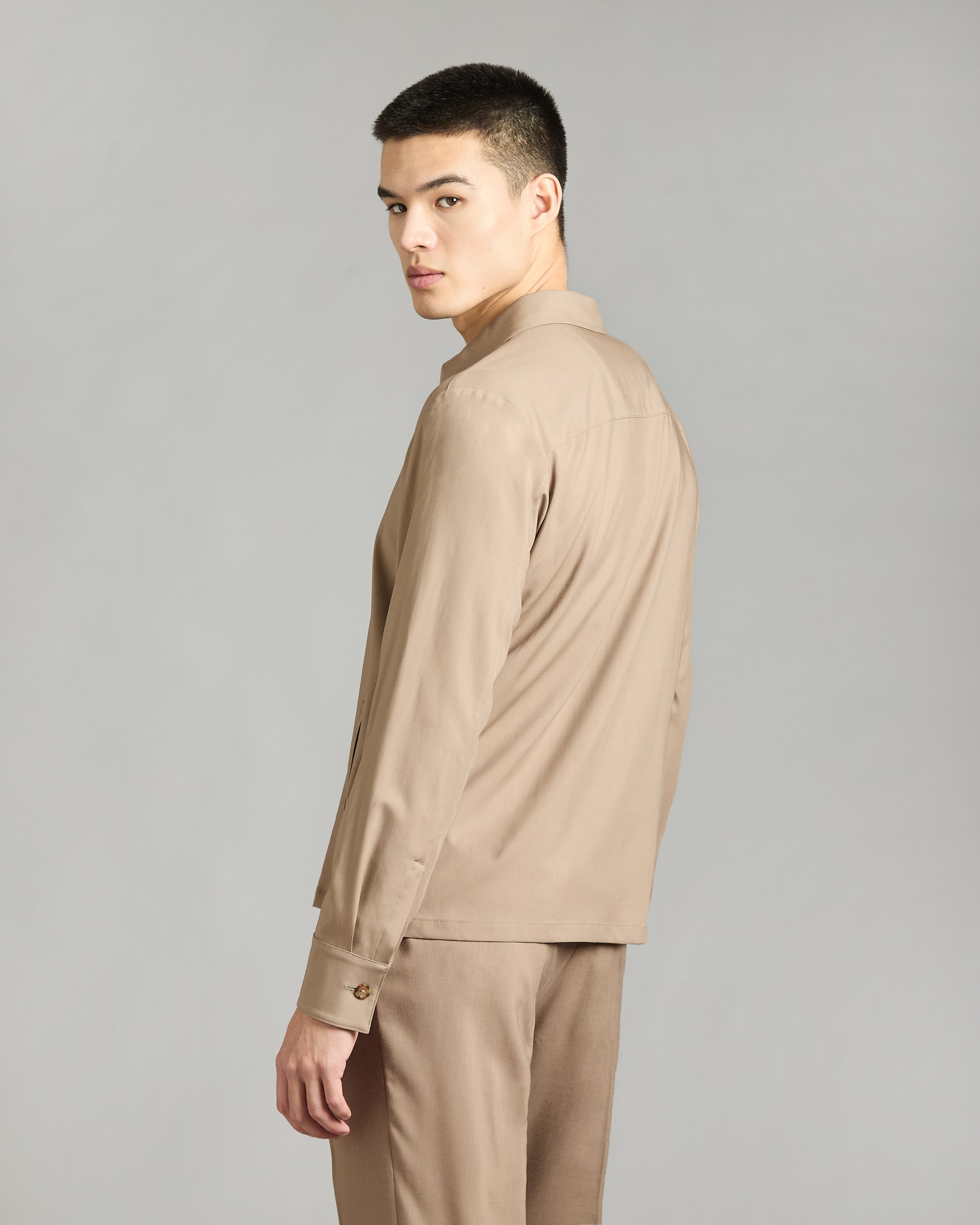 Beige 12.8 kid wool overshirt
