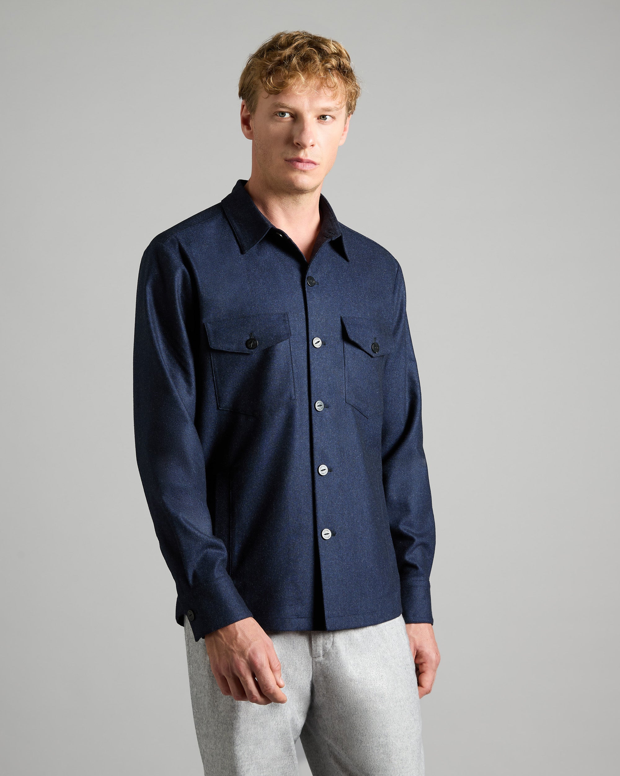 Blue Cashmere Wool Shirt
