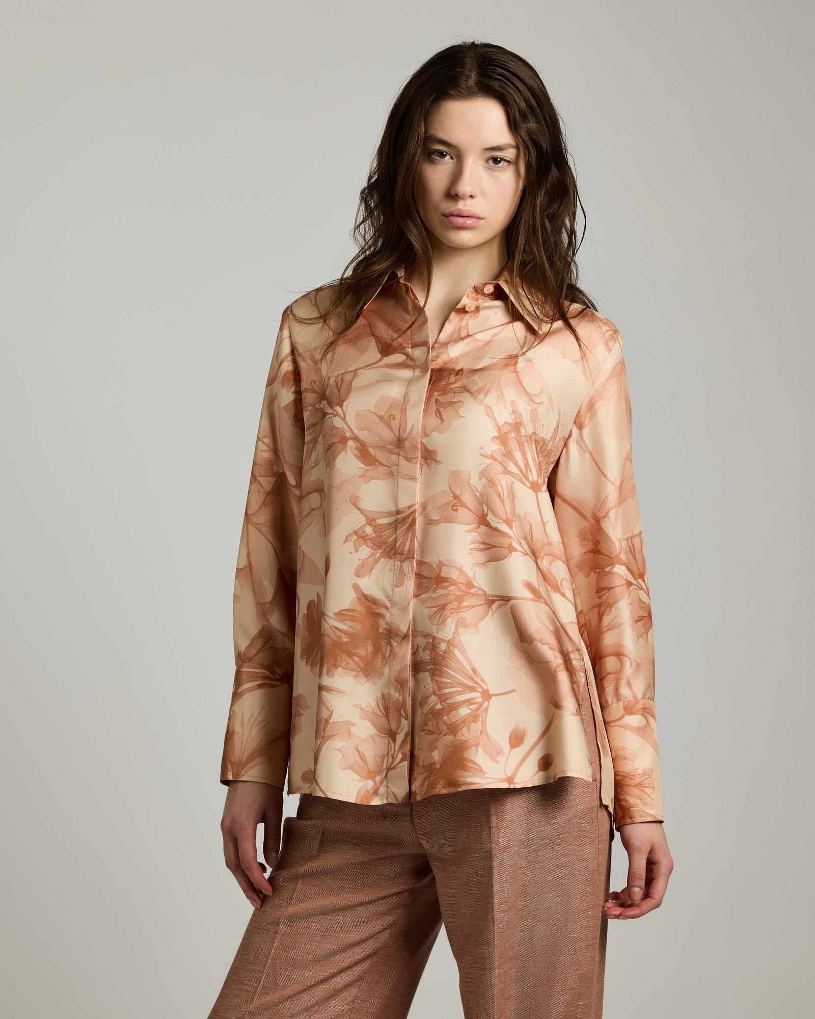 Pure silk shirt with Dandelion print 2