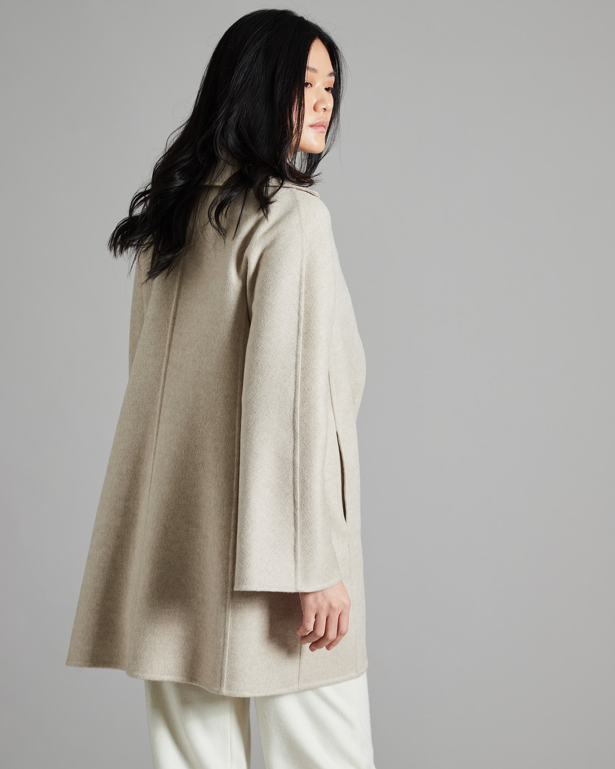 Beige double cashmere coat 4