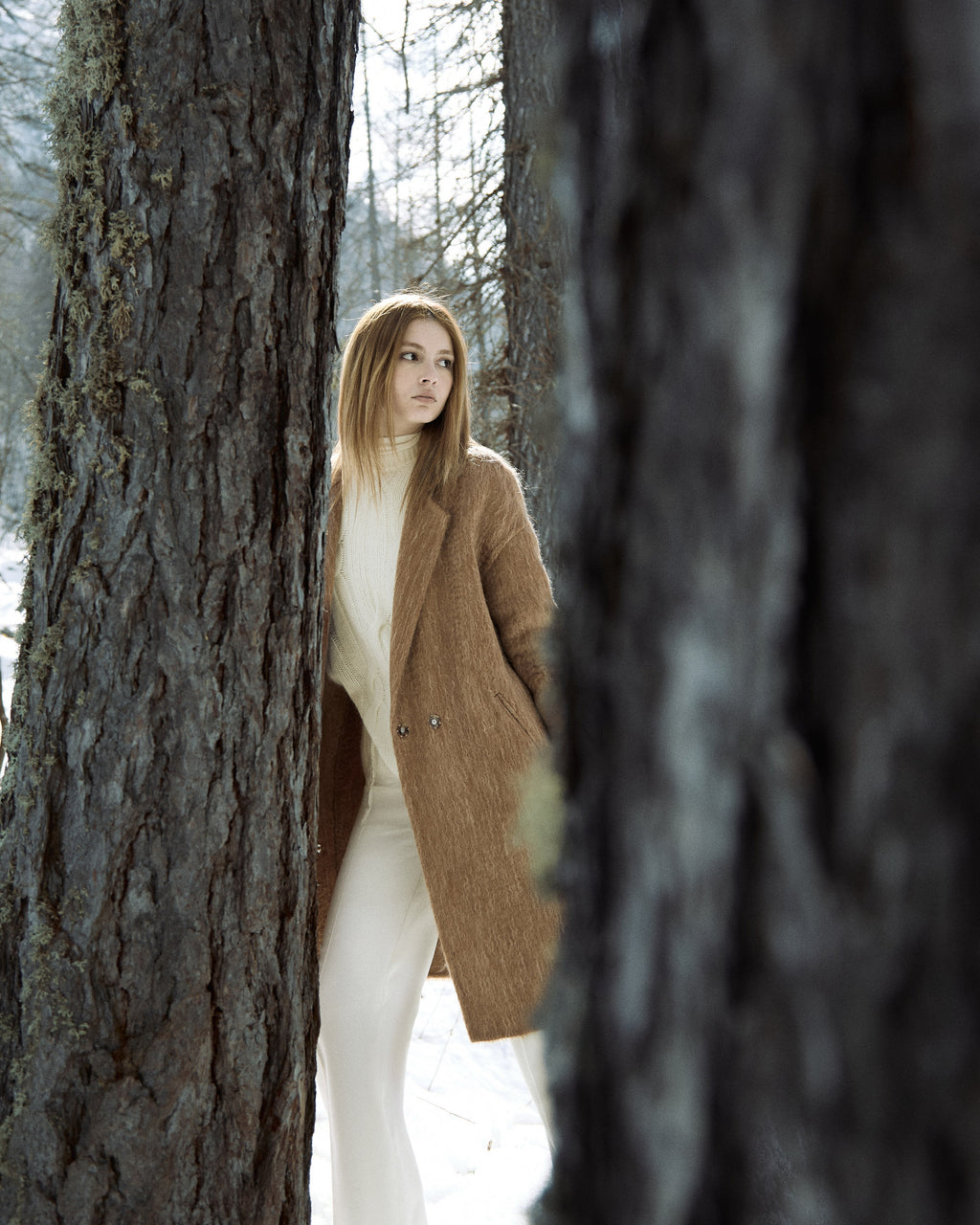 Coat in Camel, Wool, and Mohair