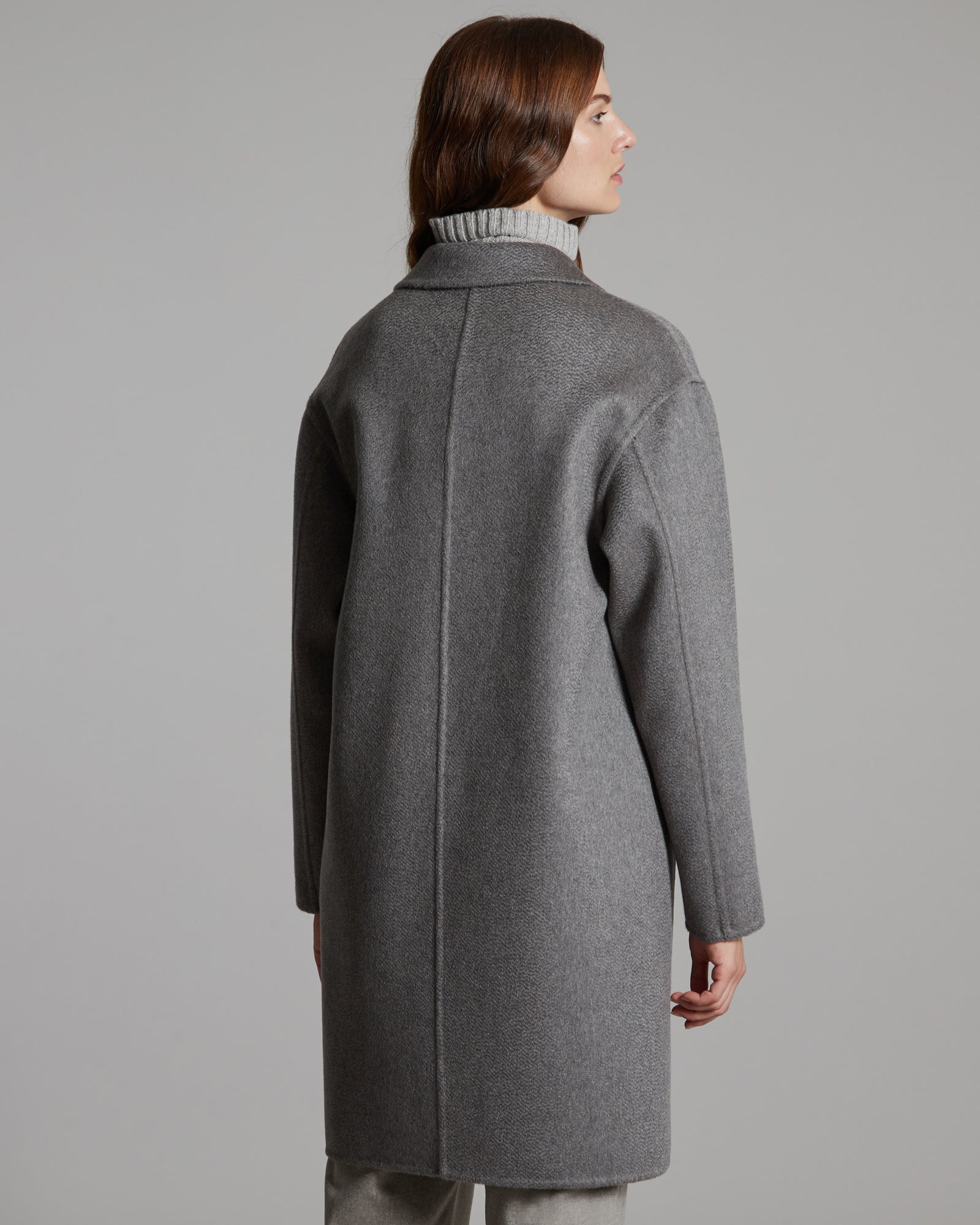 Cappotto grigio mélange in cashmere double