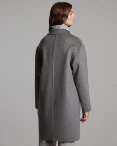 Cappotto grigio mélange in cashmere double