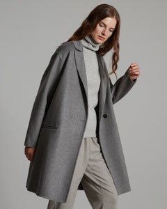 Cappotto grigio mélange in cashmere double