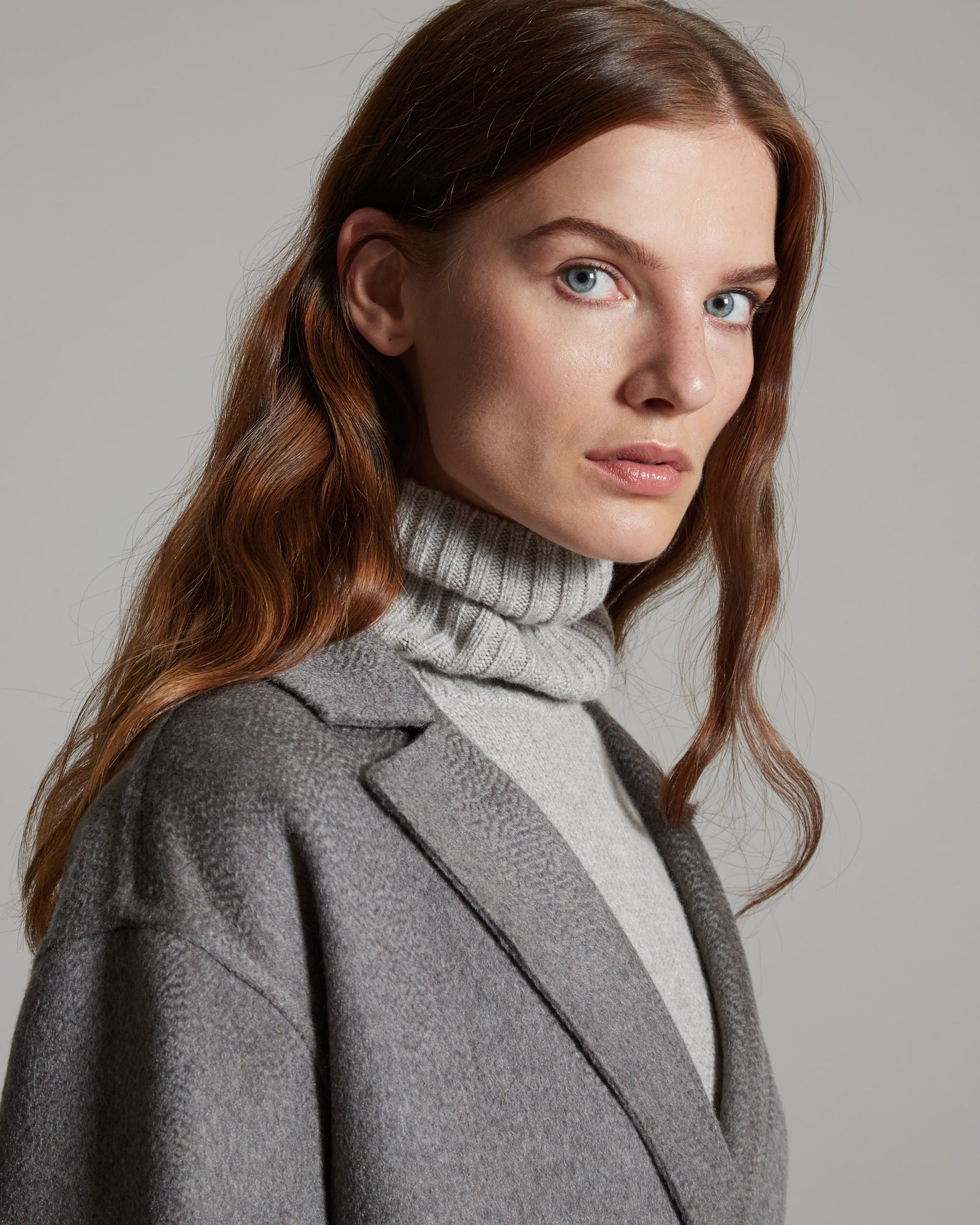 Double melange Grey Cashmere coat