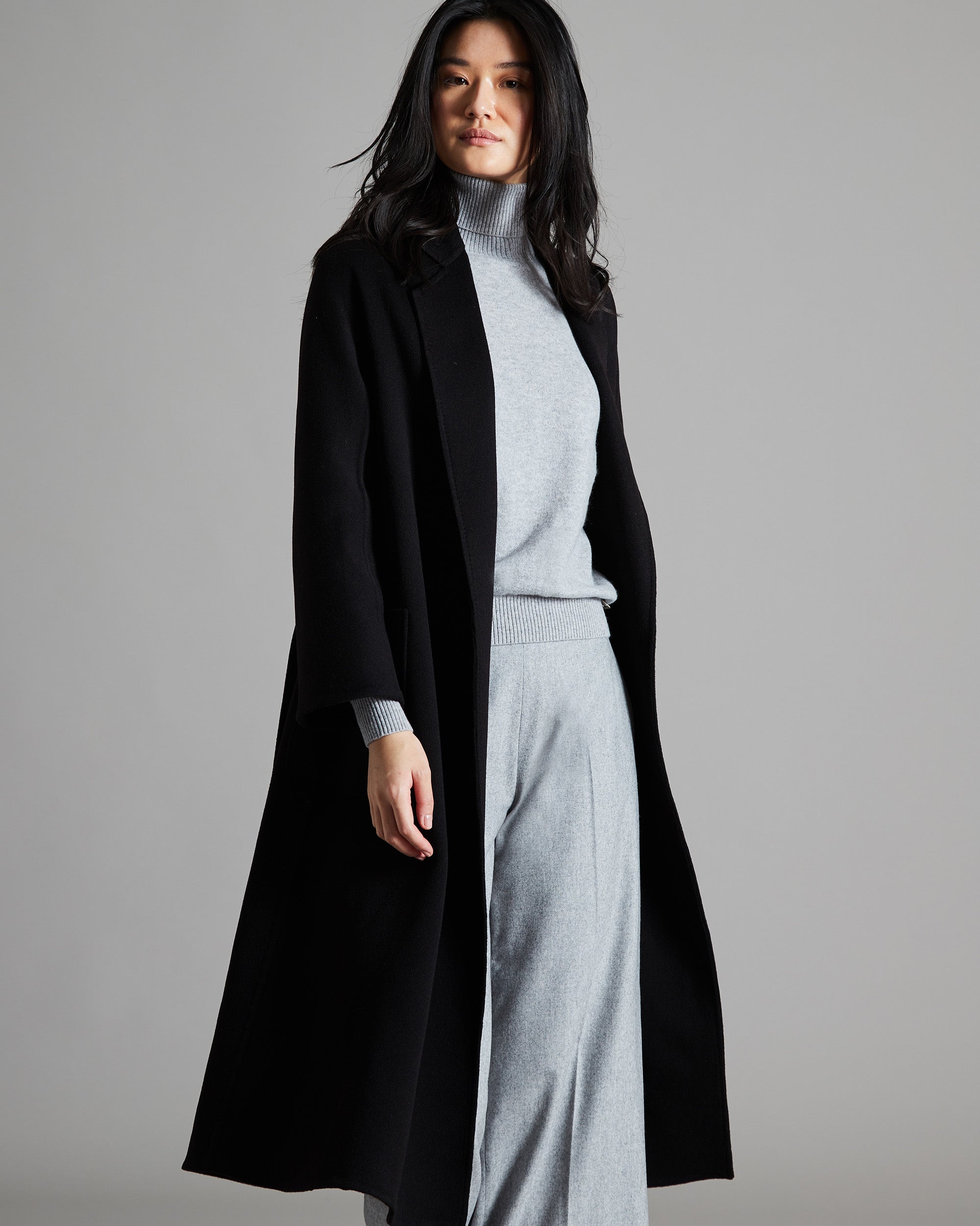 Cashmere long black coat