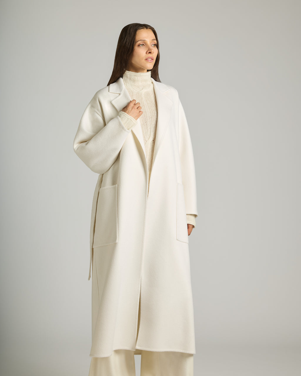 White double cashmere coat