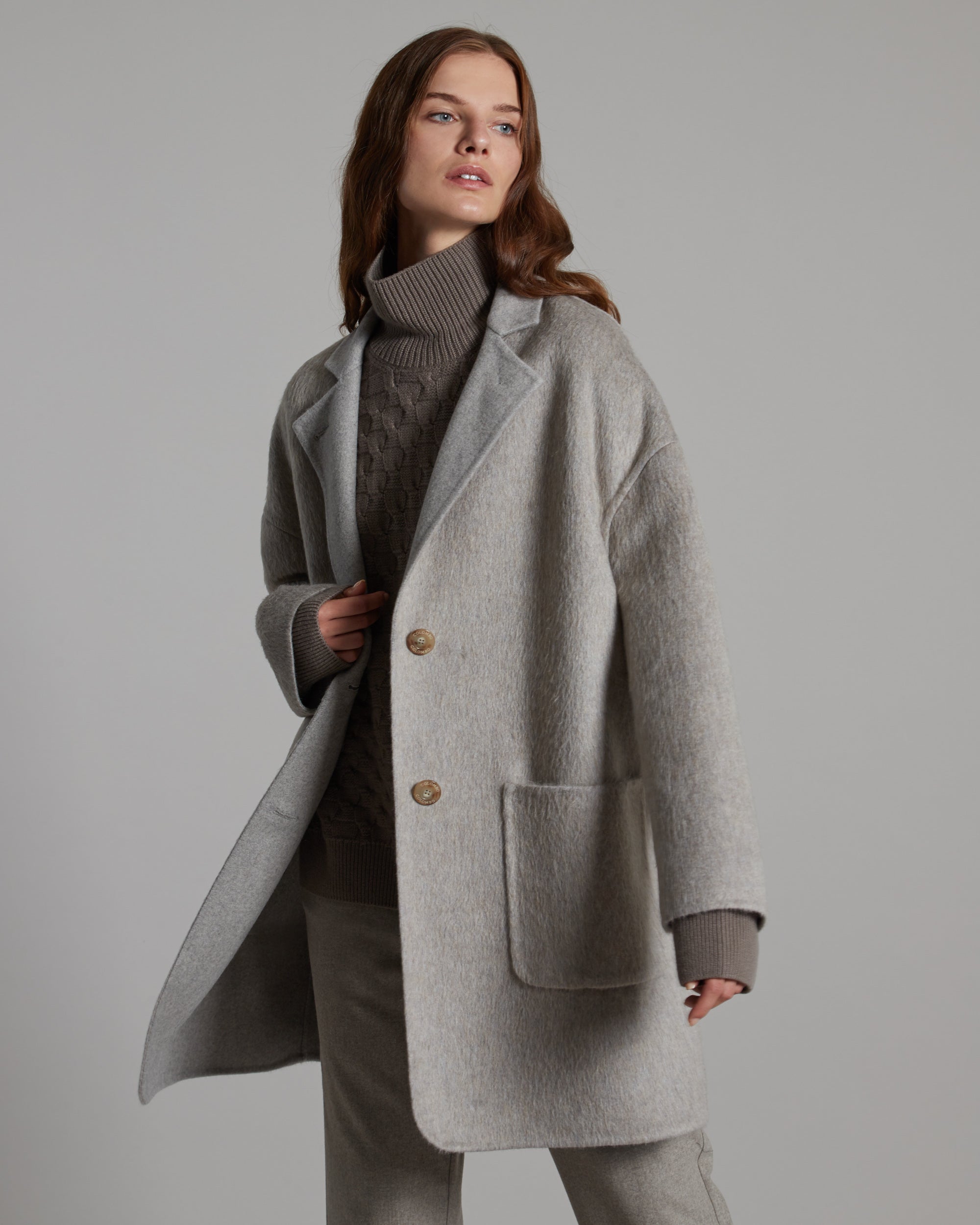 Cappotto in cashmere e angora double