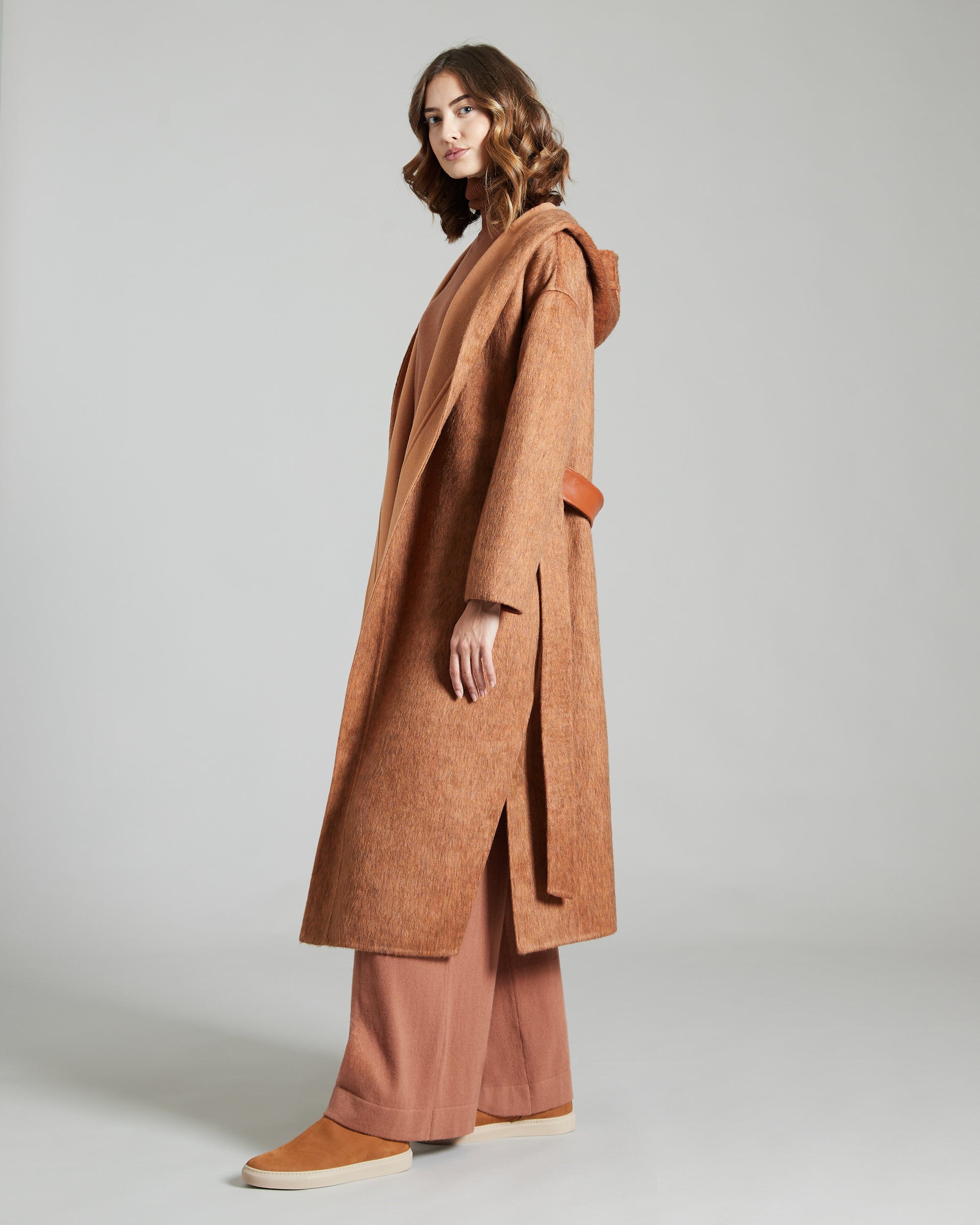 Cappotto in Cashmere, Mohair e Lana arancione