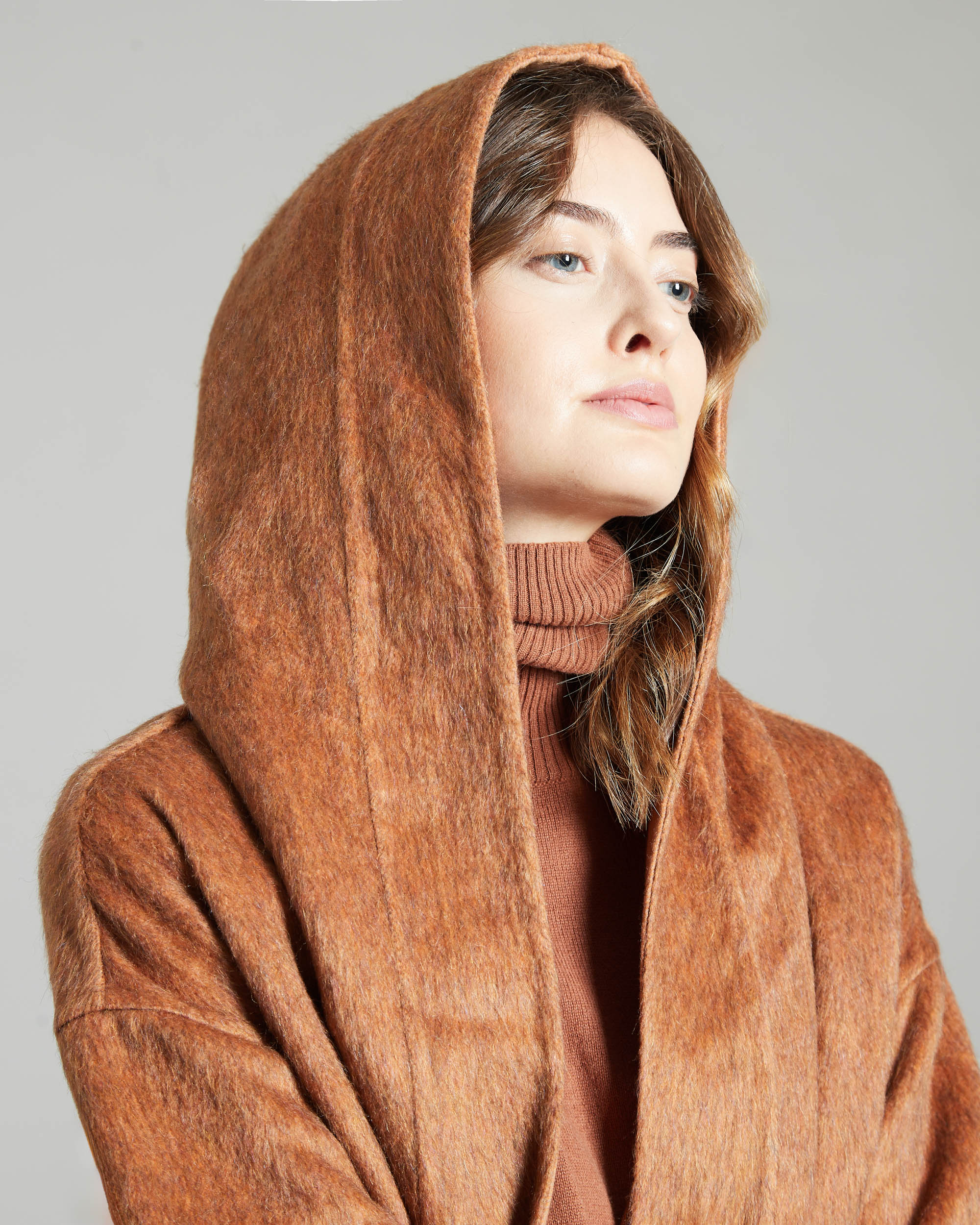 Cappotto in Cashmere, Mohair e Lana arancione