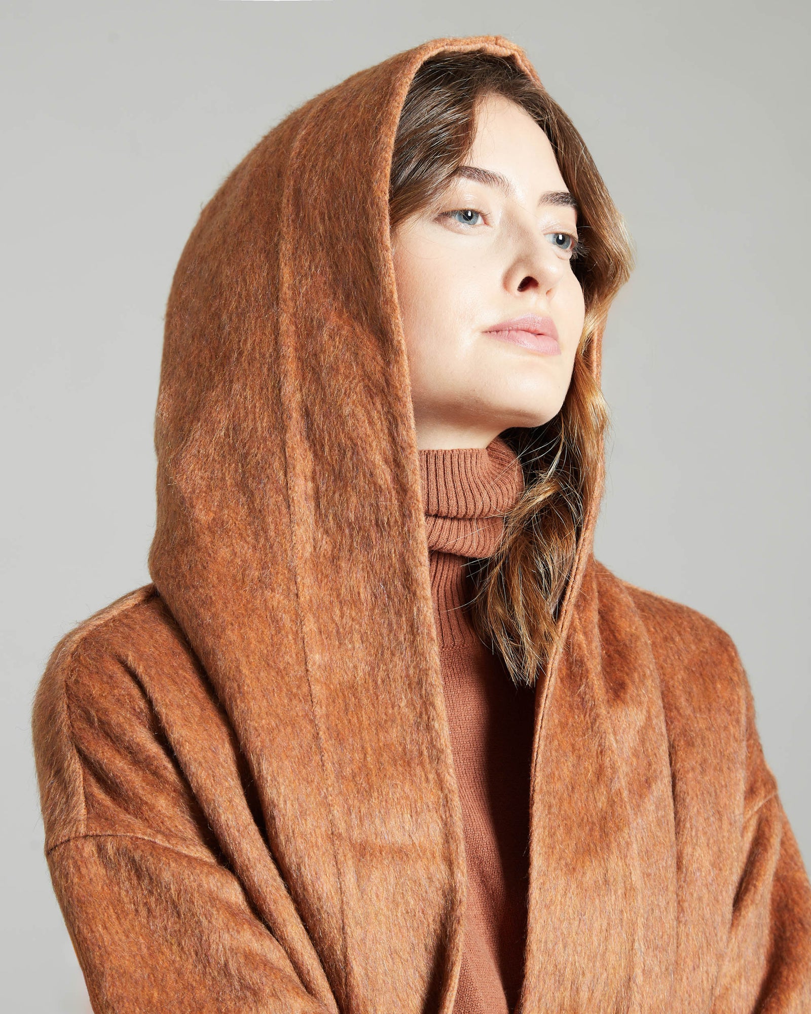 Cappotto in Cashmere, Mohair e Lana arancione