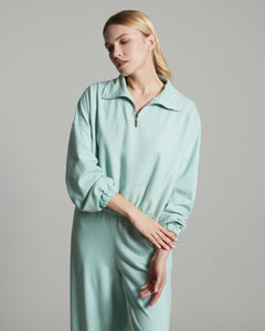 Green sweatshirt with zip in Cashmere Fleece 2