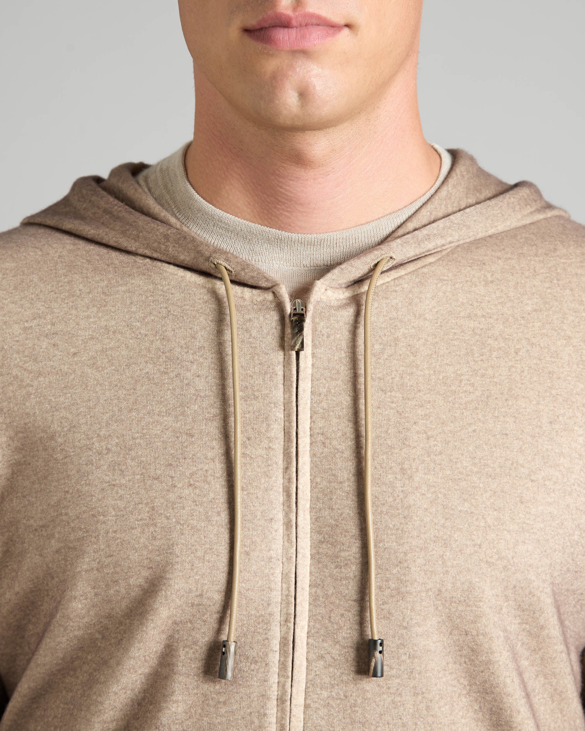 Brown sweatshirt with zip in Cashmere Fleece 3