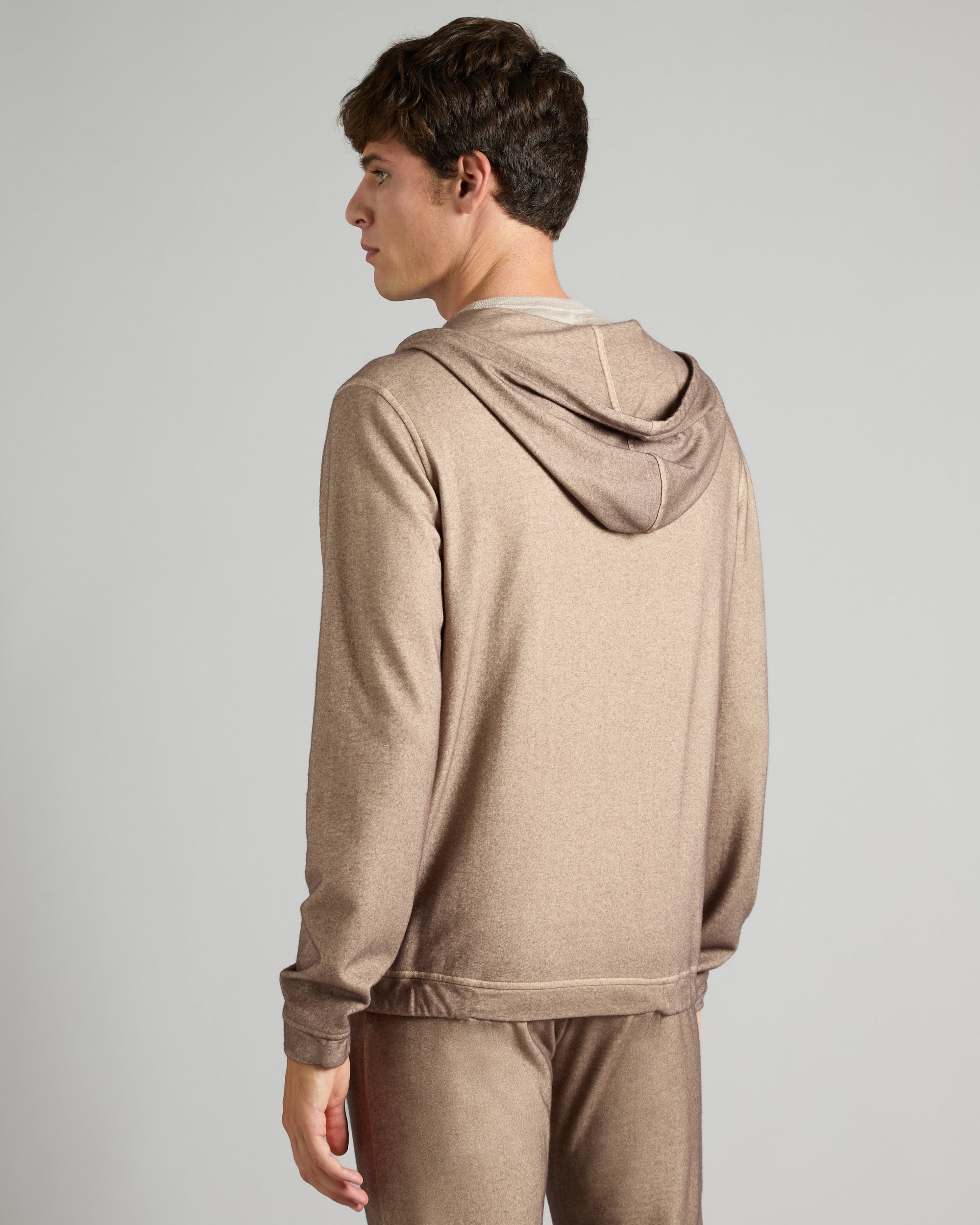 Brown sweatshirt with zip in Cashmere Fleece 4