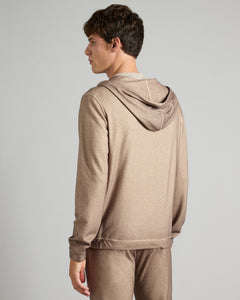 Brown sweatshirt with zip in Cashmere Fleece 4