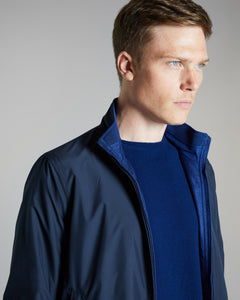 Blue Navy reversible zipped jacket in cashmere