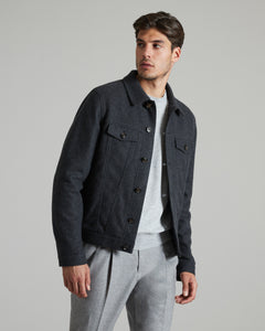 cashmere fleece bomber in dark grey