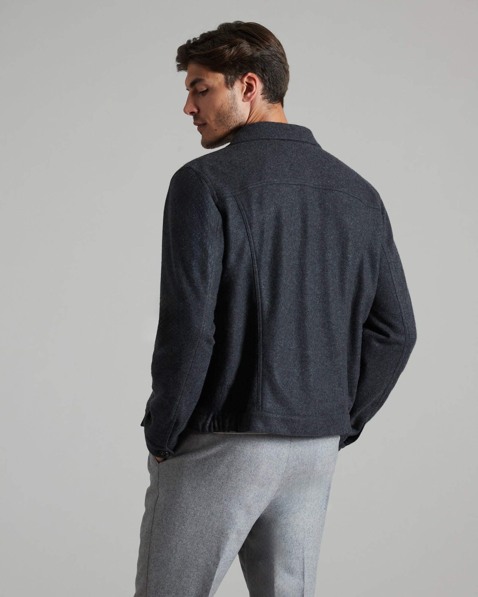 Giubbino in kid cashmere fleece grigio scuro