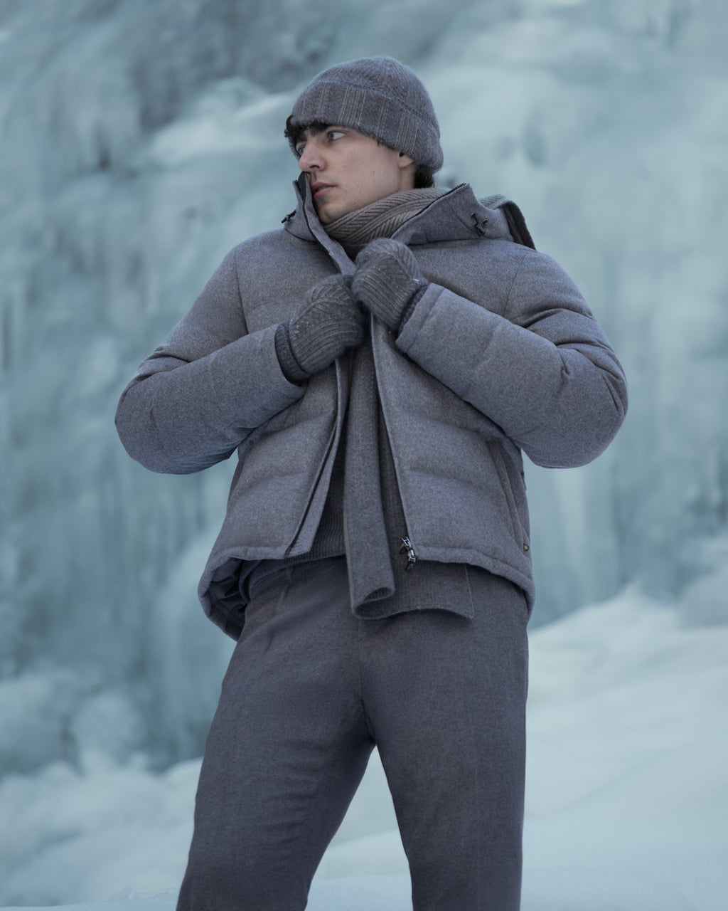 Cashmere Down Jacket with Hood