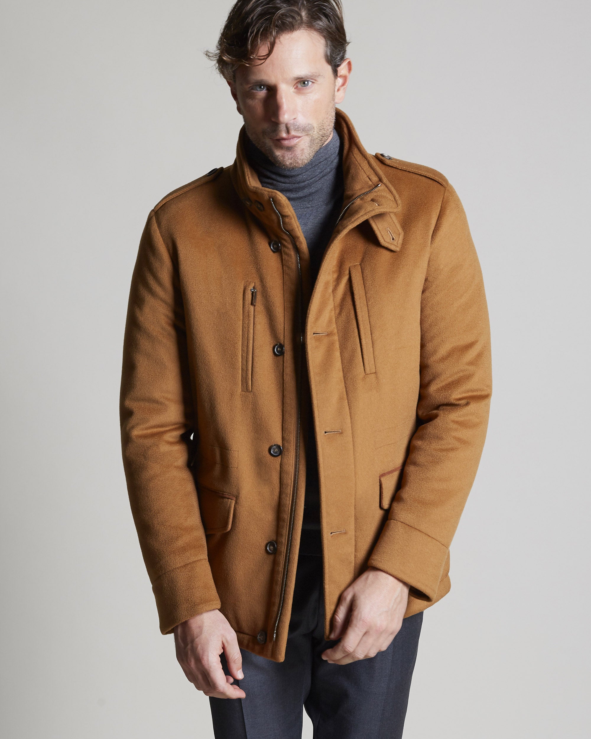 Men's pure vicuna parka in natural - Main Image
